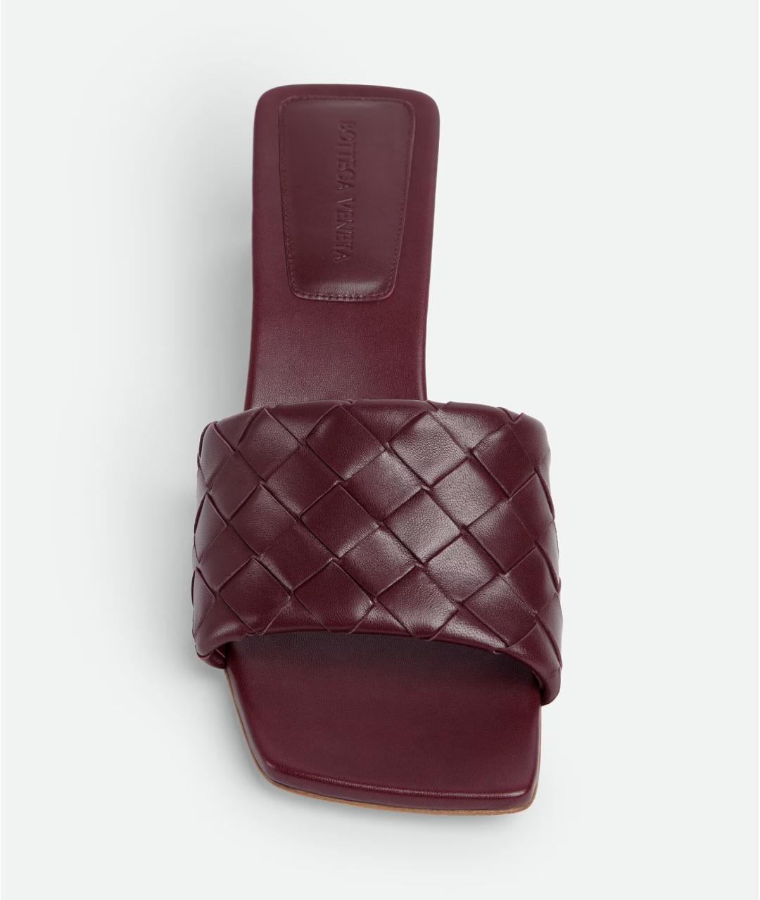 BOTTEGA VENETA Бордовые кожаные мюли, фото 4