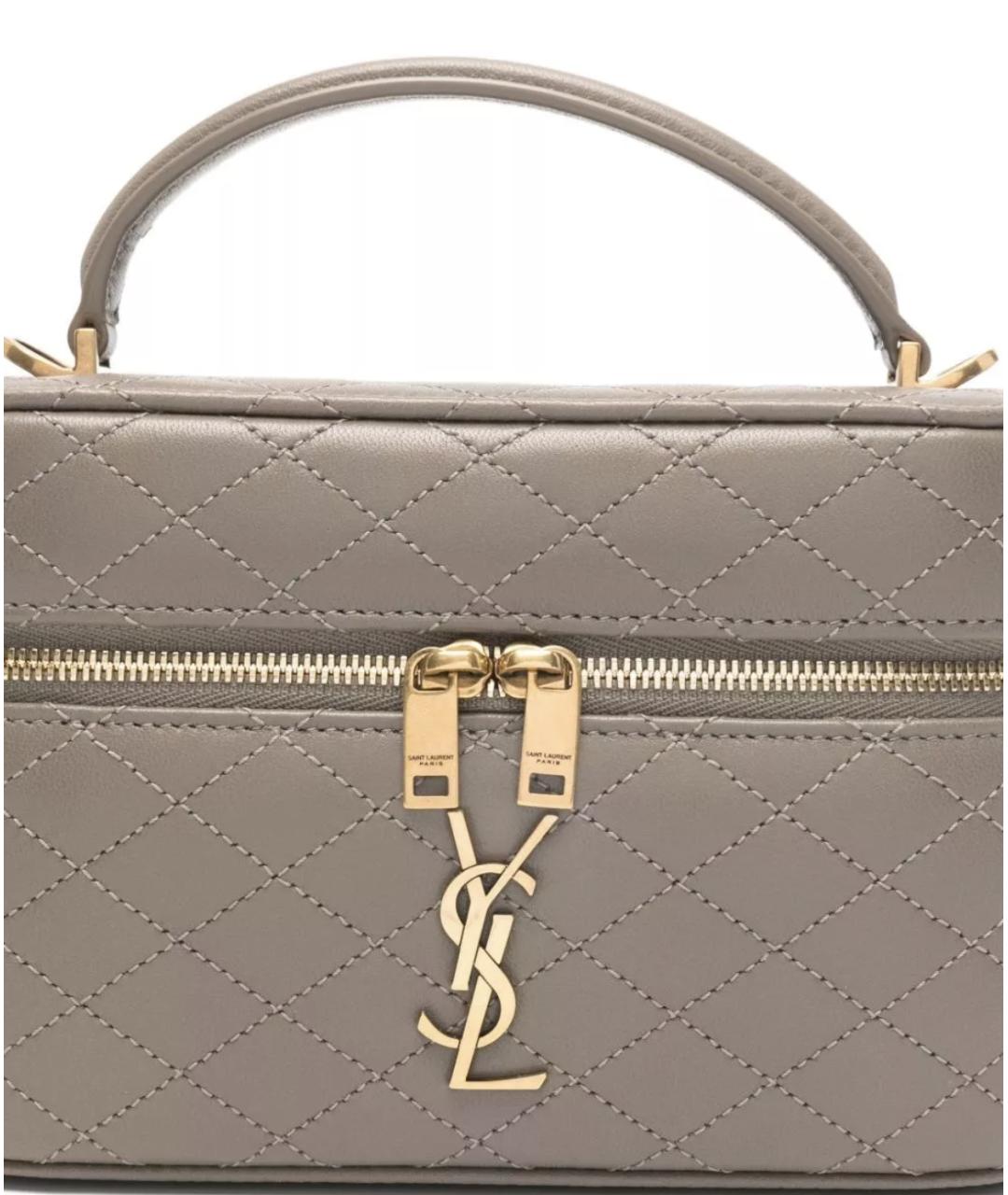 SAINT LAURENT Бежевая кожаная сумка через плечо, фото 5