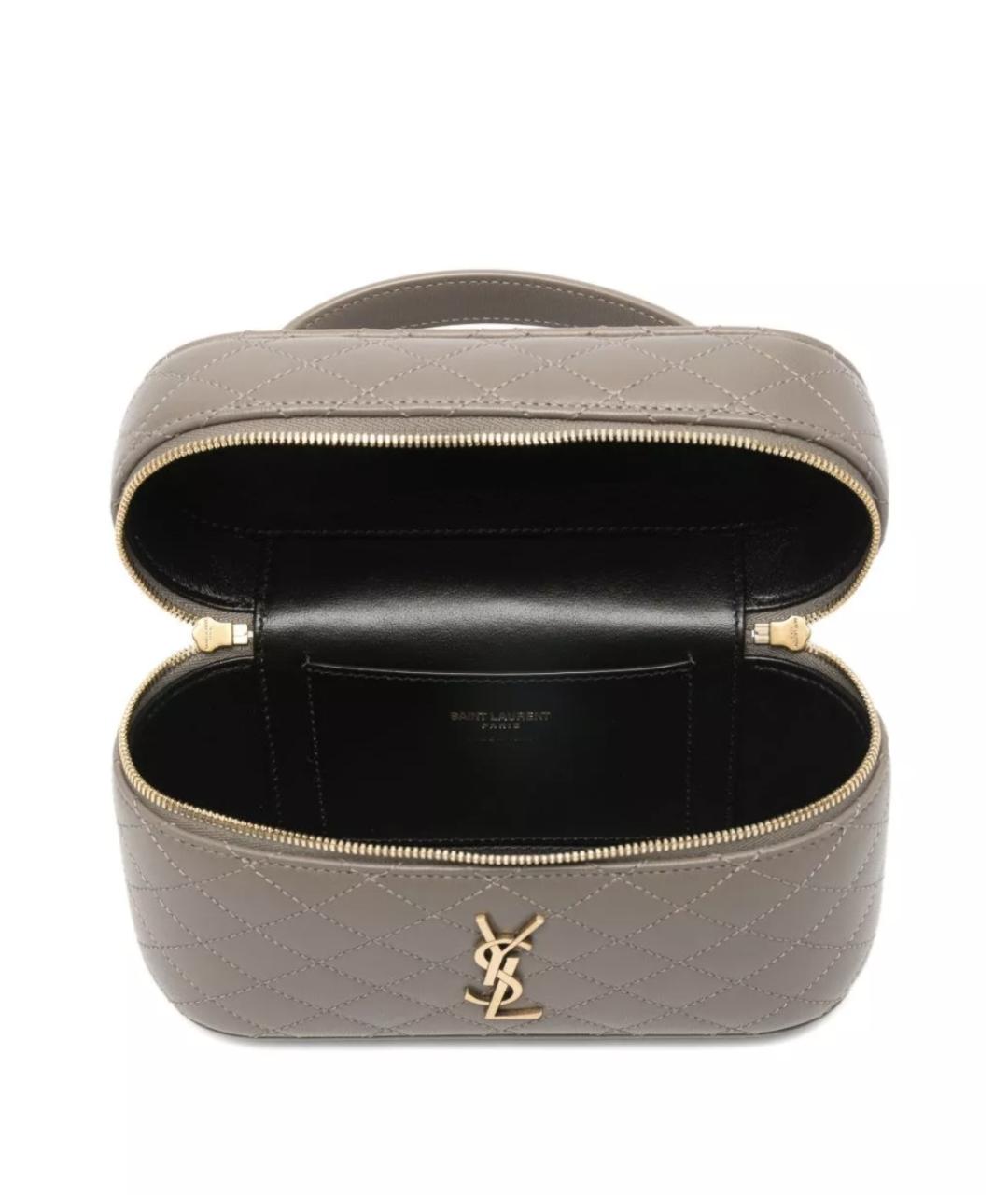 SAINT LAURENT Бежевая кожаная сумка через плечо, фото 4