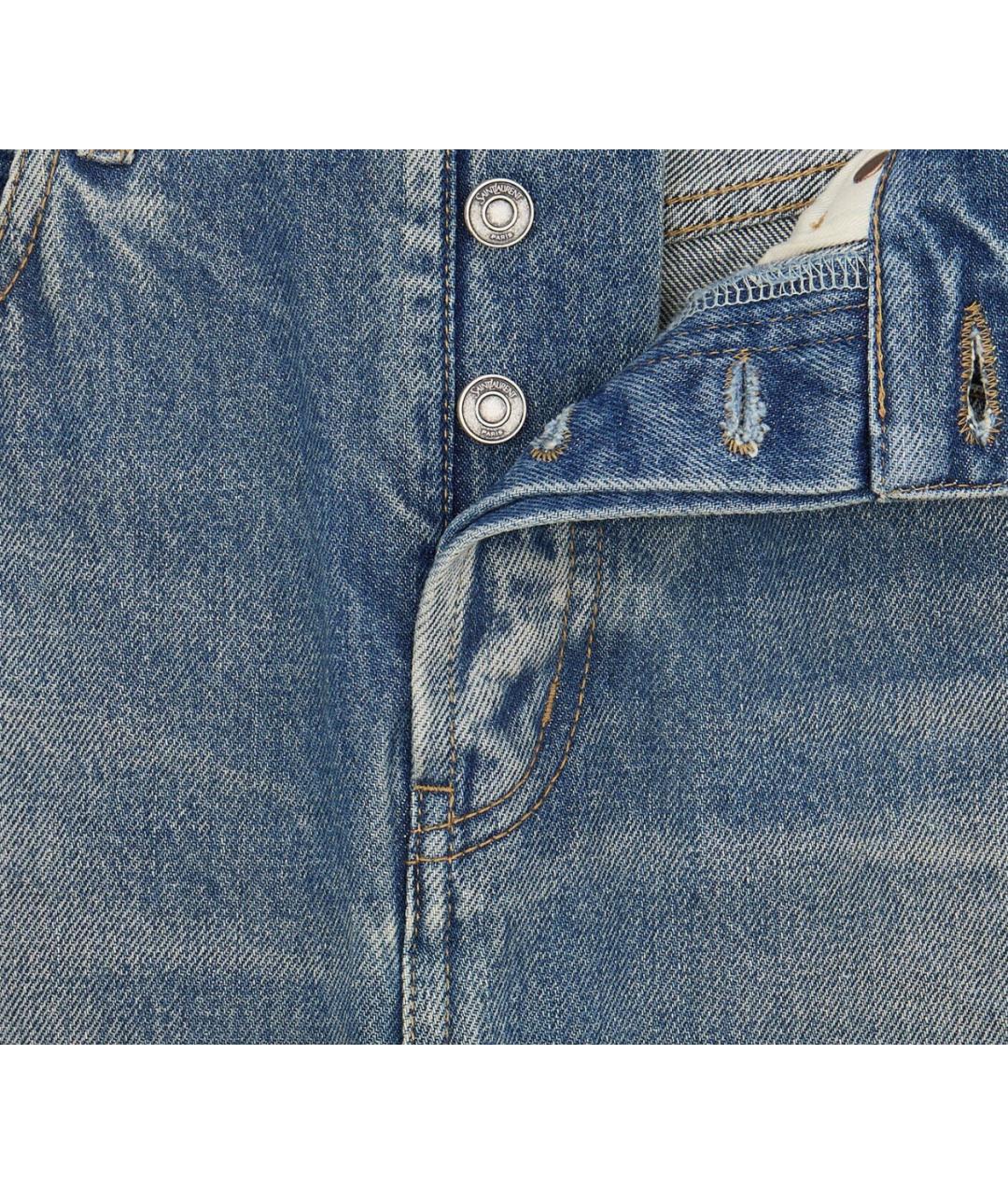 SAINT LAURENT Синие хлопковые прямые джинсы, фото 3
