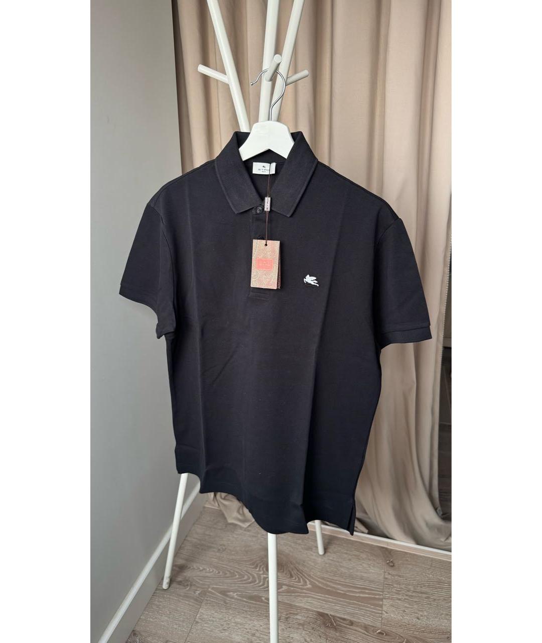 ETRO Черное хлопковое поло с коротким рукавом, фото 2