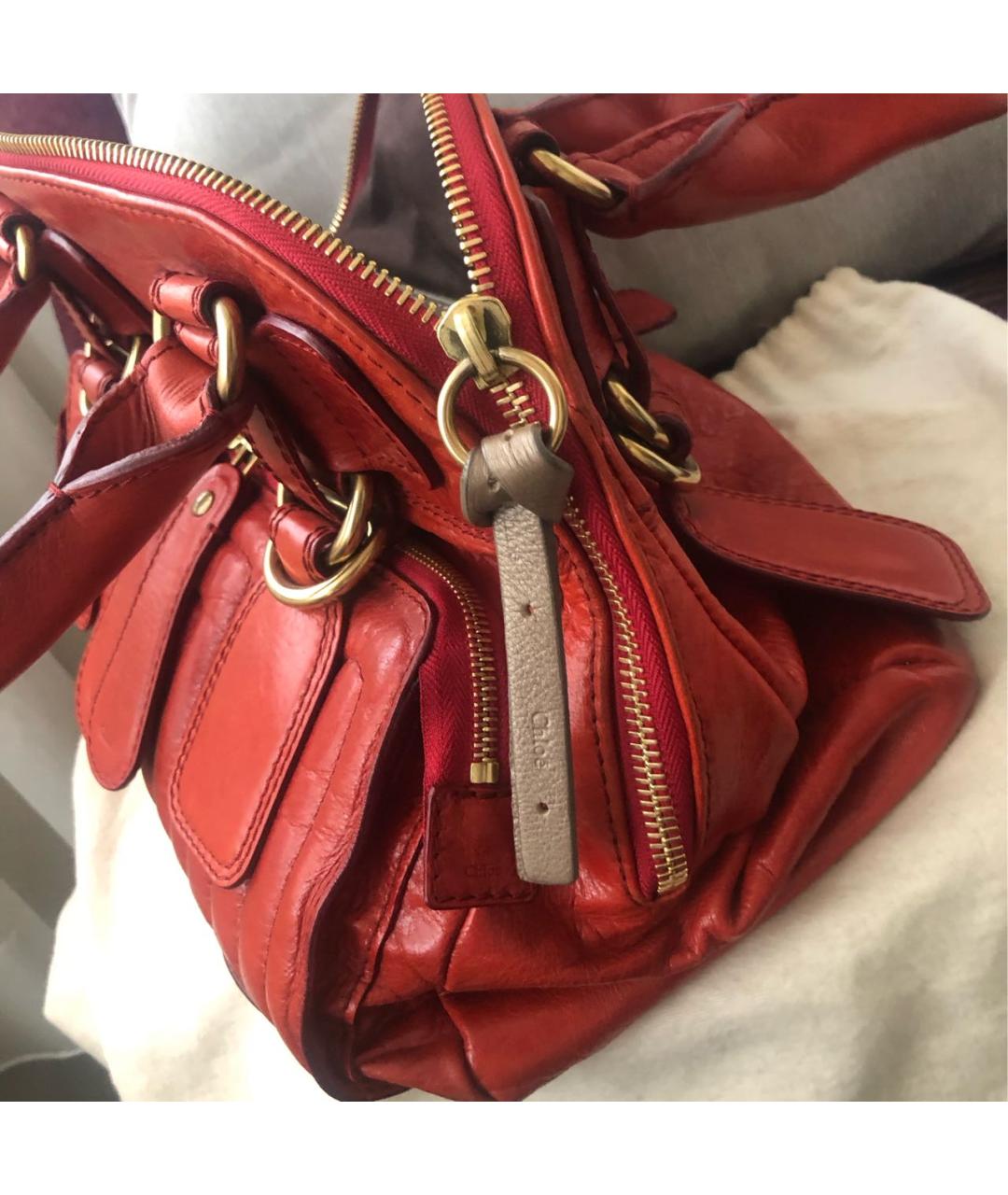 CHLOE Красная кожаная сумка тоут, фото 2
