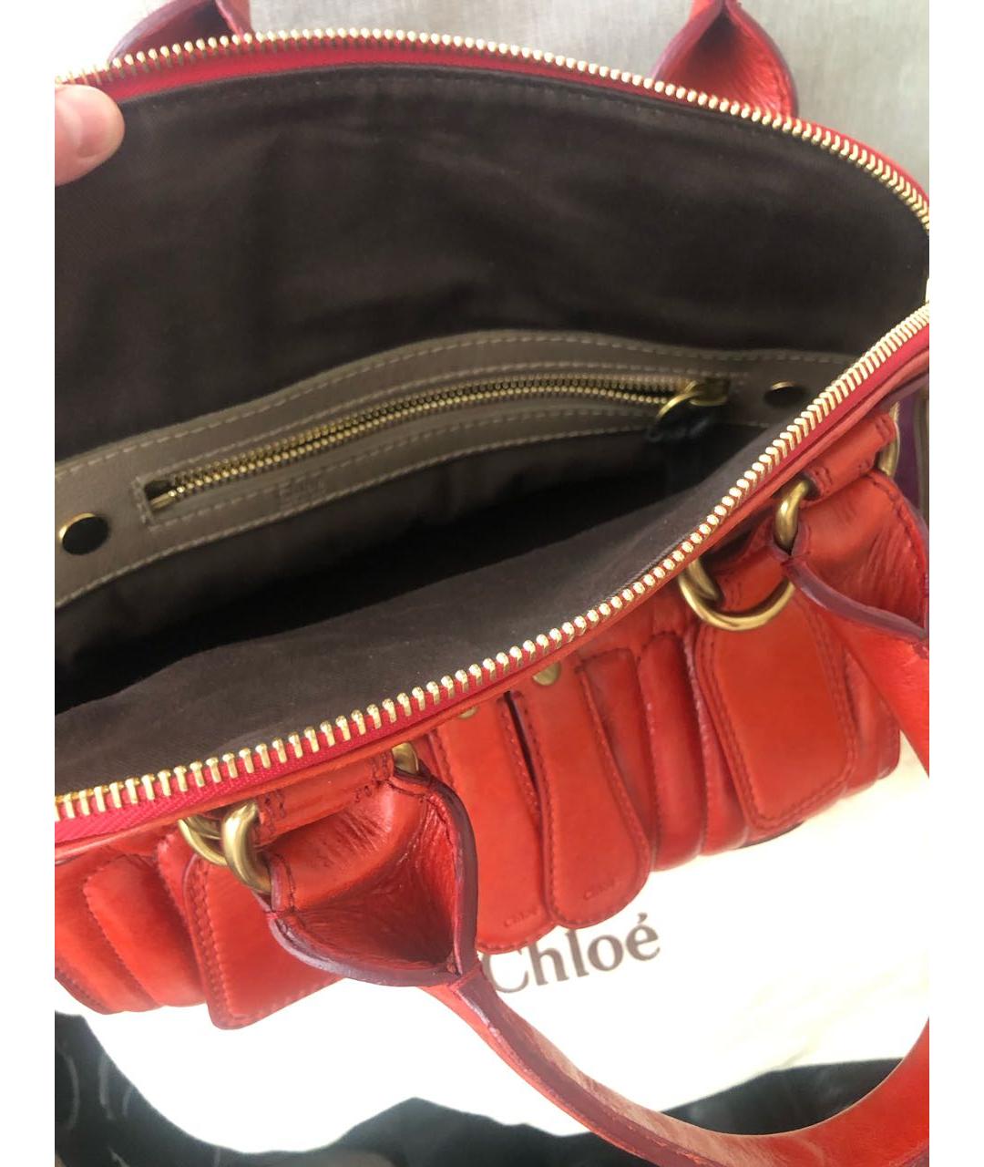 CHLOE Красная кожаная сумка тоут, фото 3