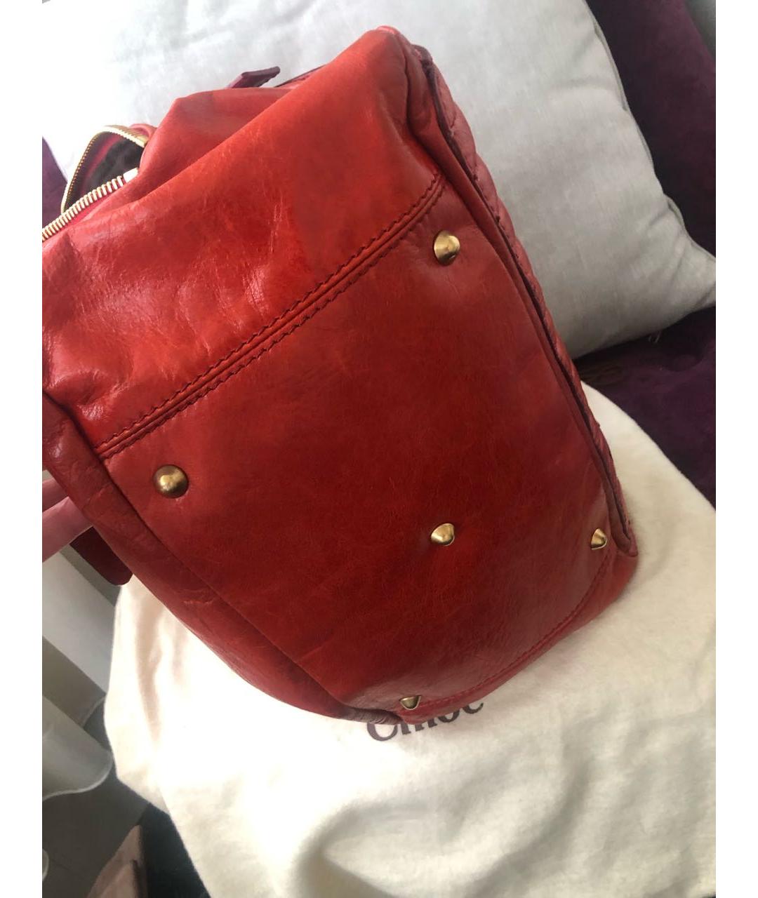 CHLOE Красная кожаная сумка тоут, фото 4