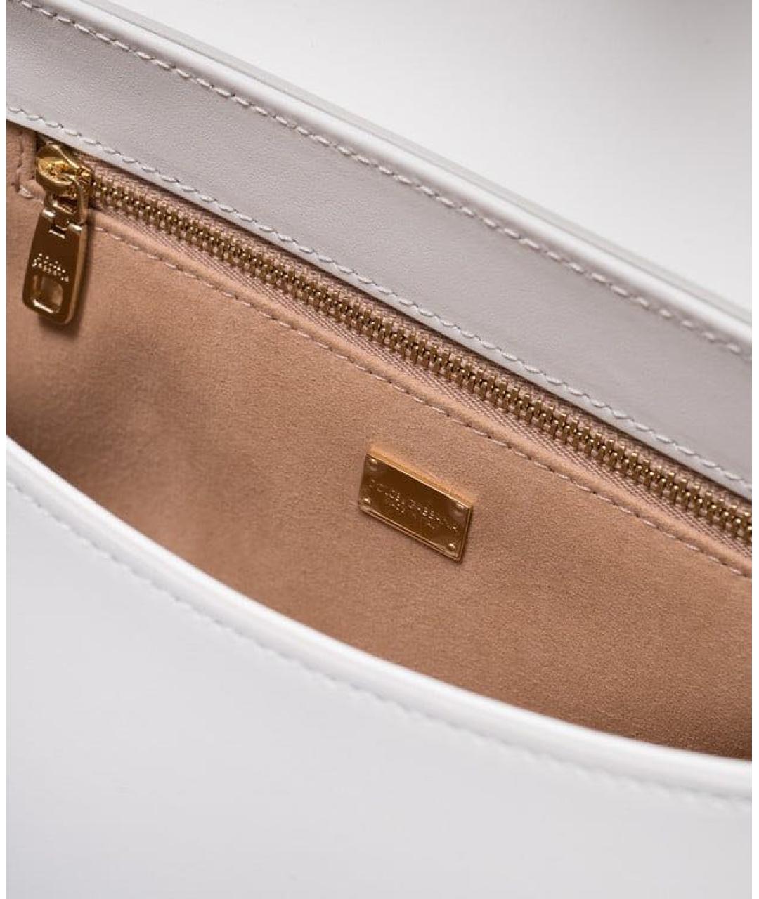 DOLCE&GABBANA Белая кожаная сумка с короткими ручками, фото 4