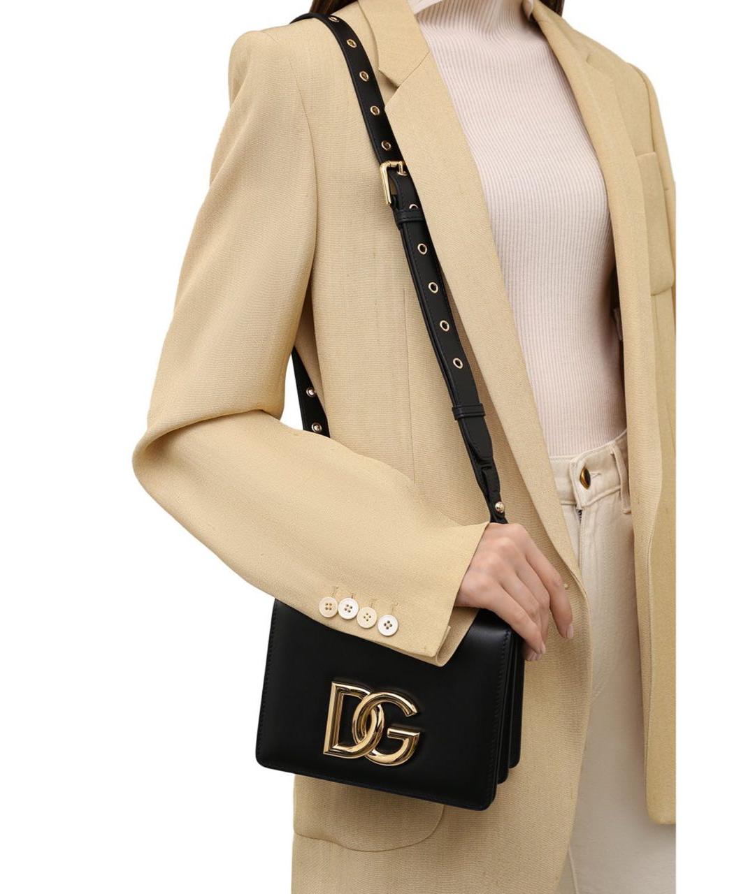 DOLCE&GABBANA Черная кожаная сумка через плечо, фото 4