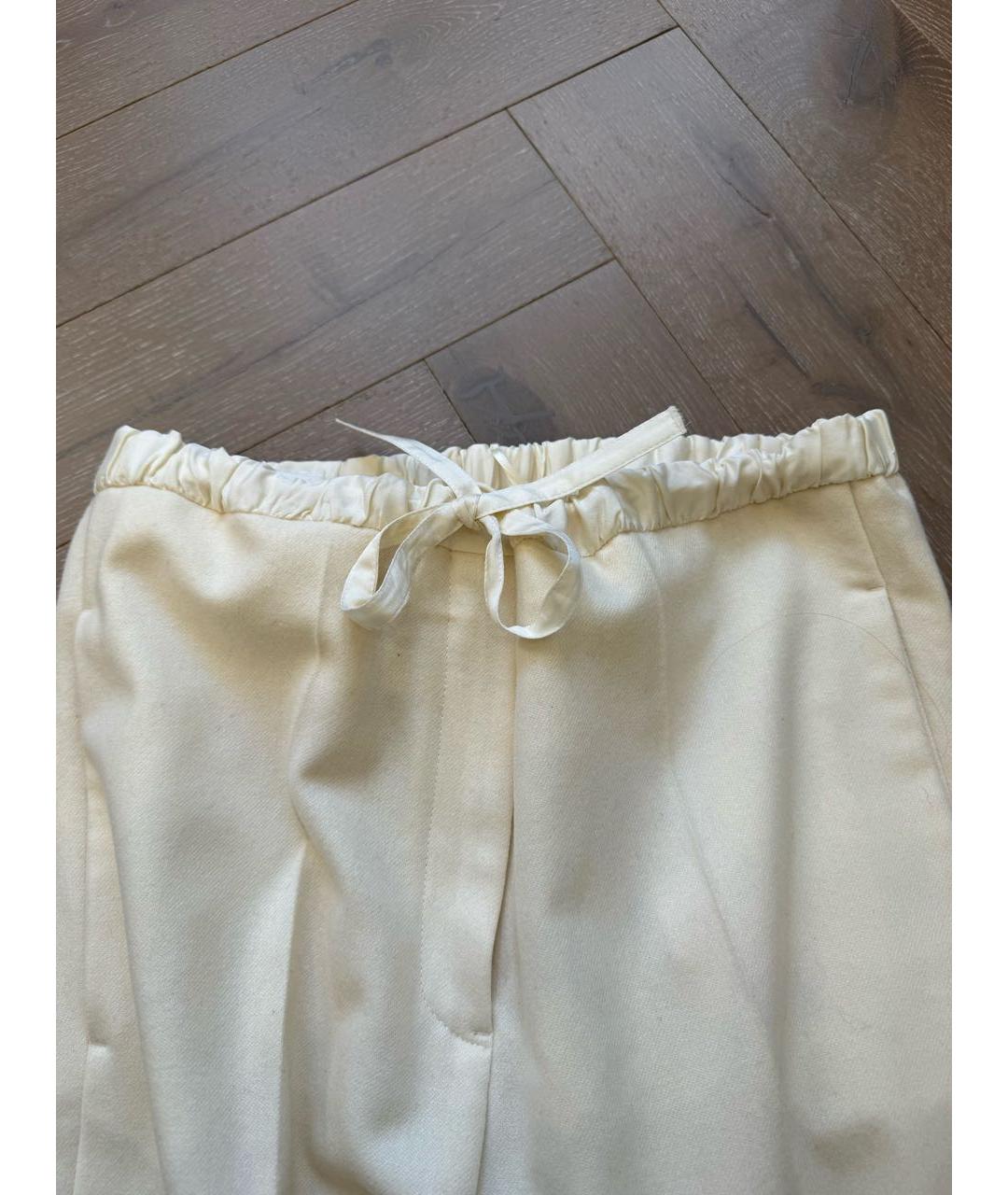 JIL SANDER Бежевые шерстяные брюки узкие, фото 3