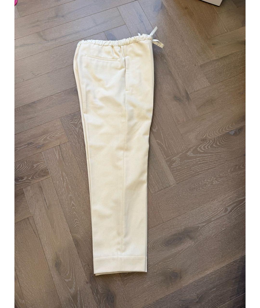 JIL SANDER Бежевые шерстяные брюки узкие, фото 2