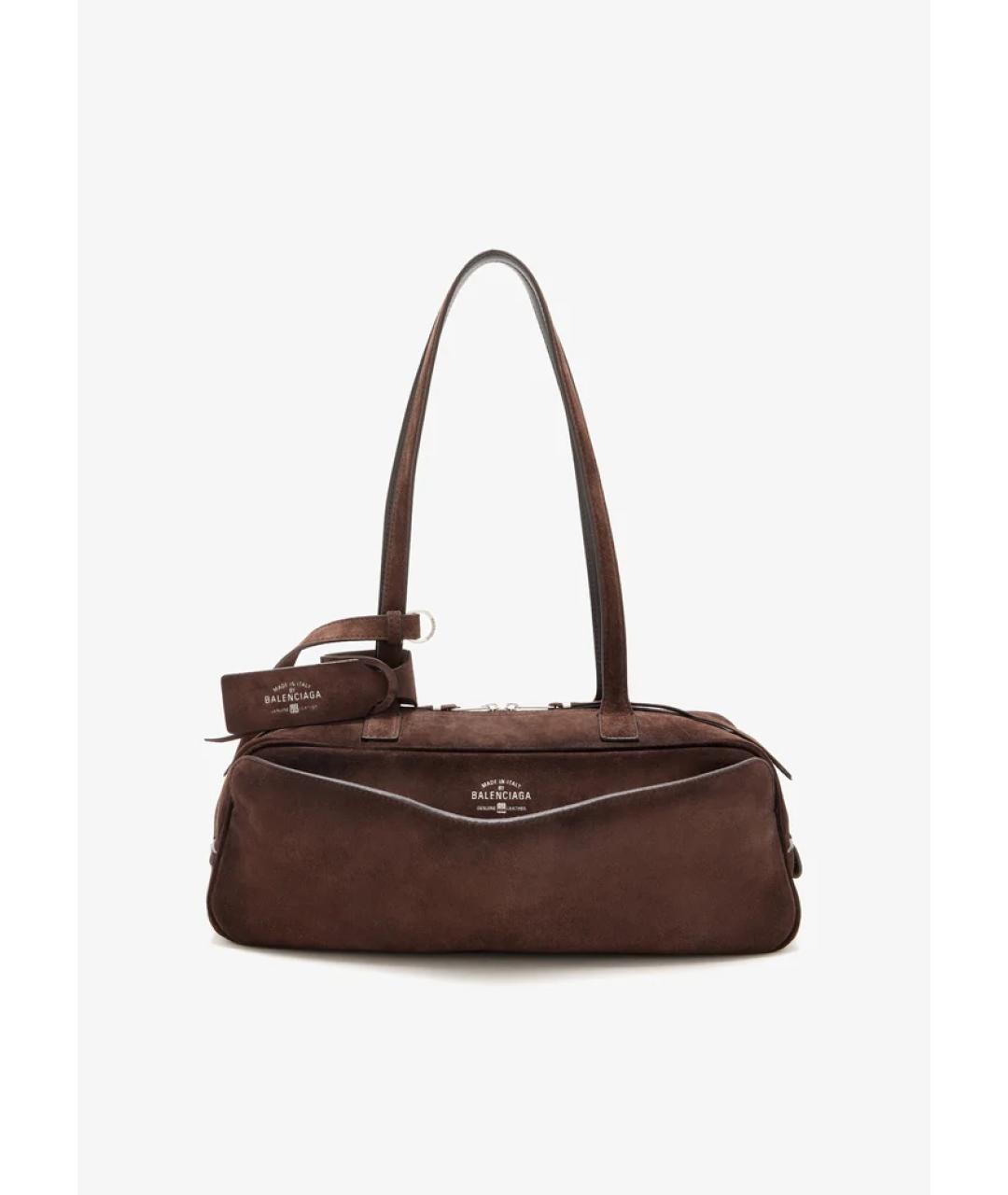 BALENCIAGA Коричневая замшевая сумка тоут, фото 2
