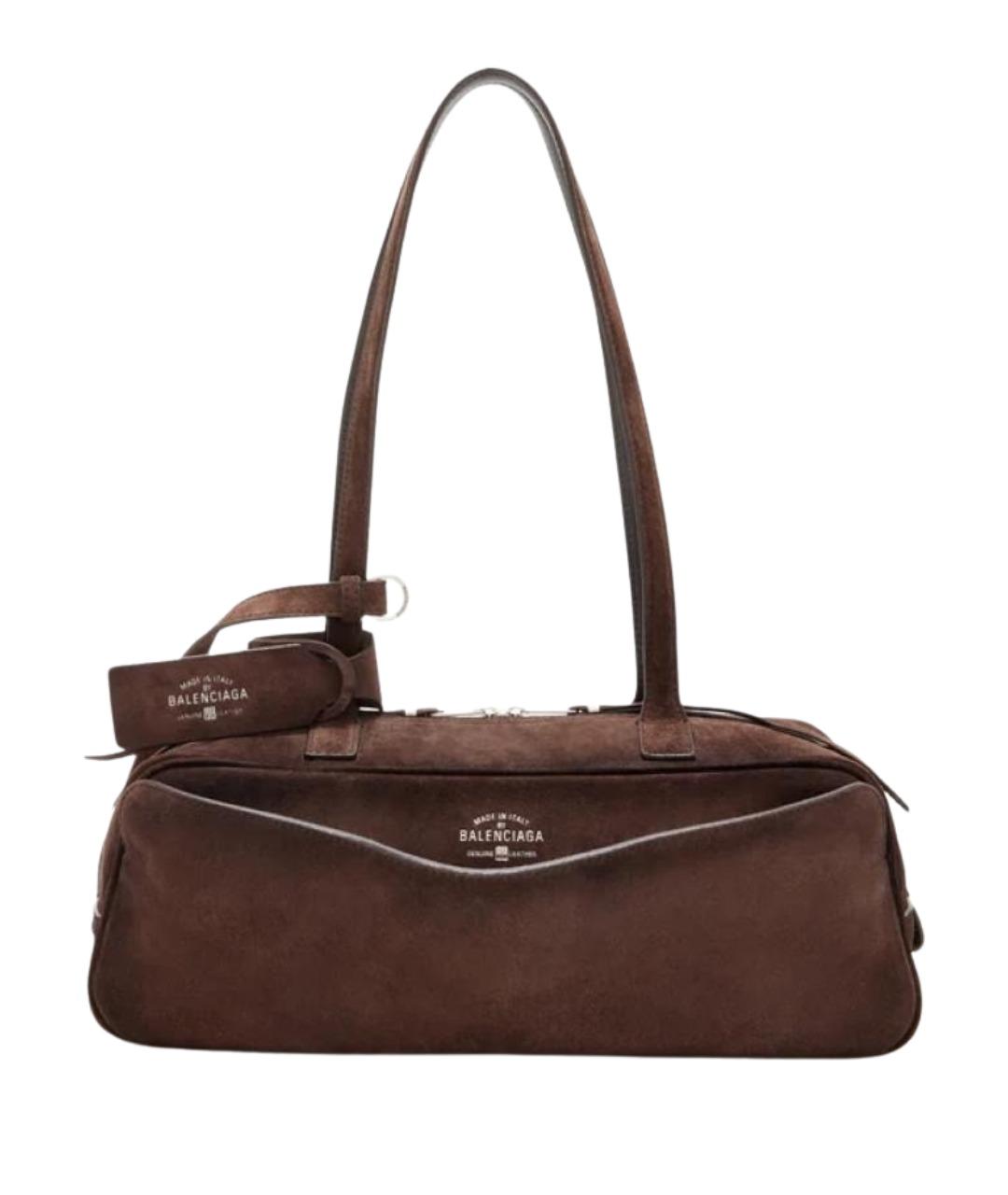BALENCIAGA Коричневая замшевая сумка тоут, фото 1