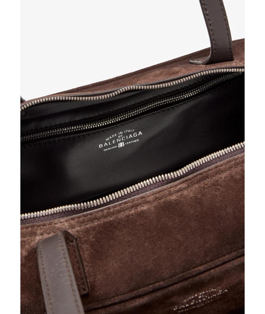 BALENCIAGA Коричневая замшевая сумка тоут, фото 5