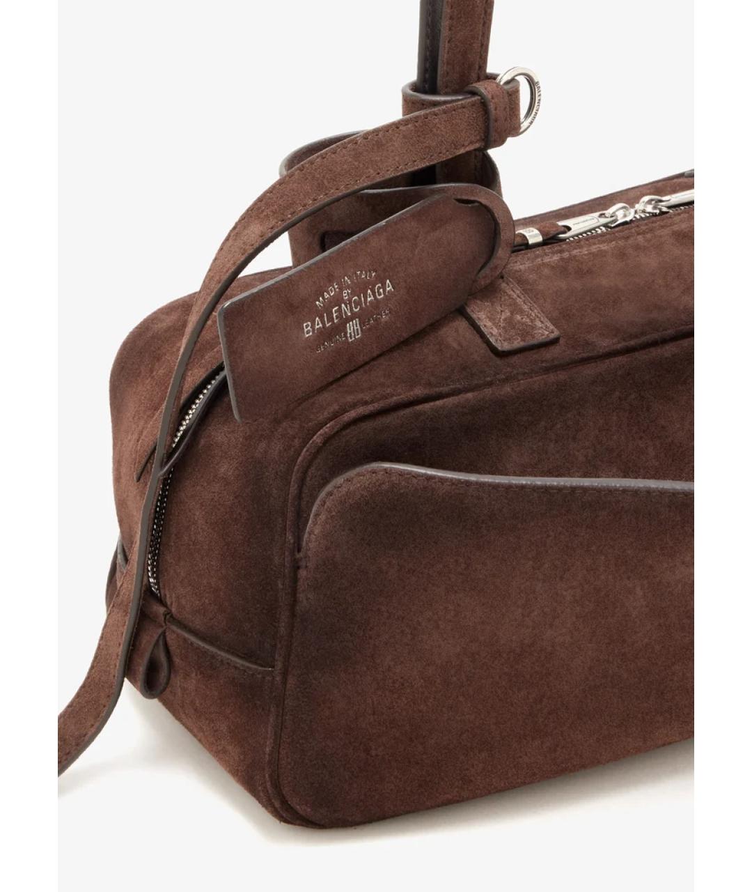 BALENCIAGA Коричневая замшевая сумка тоут, фото 3
