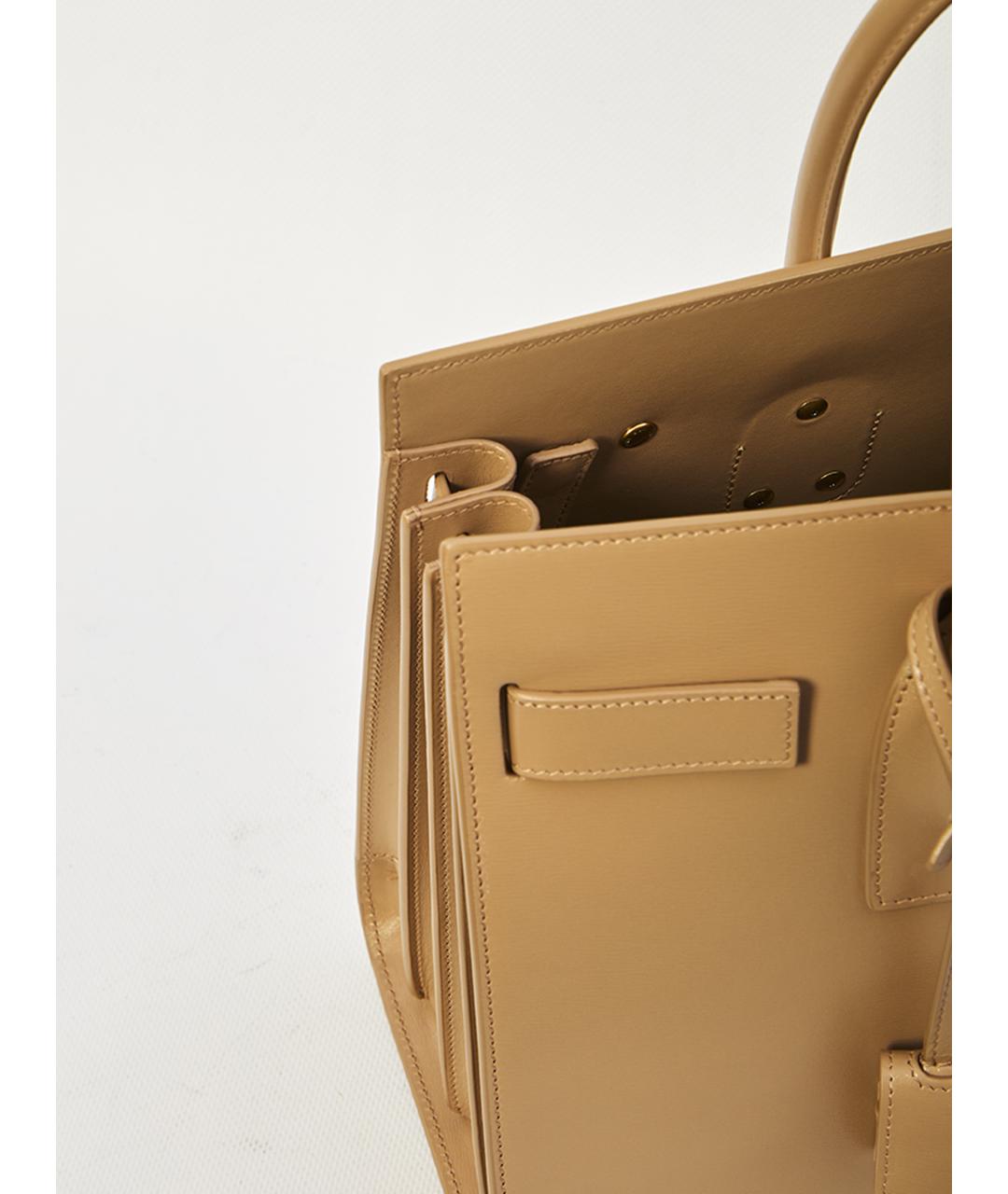 SAINT LAURENT Бежевая кожаная сумка тоут, фото 4