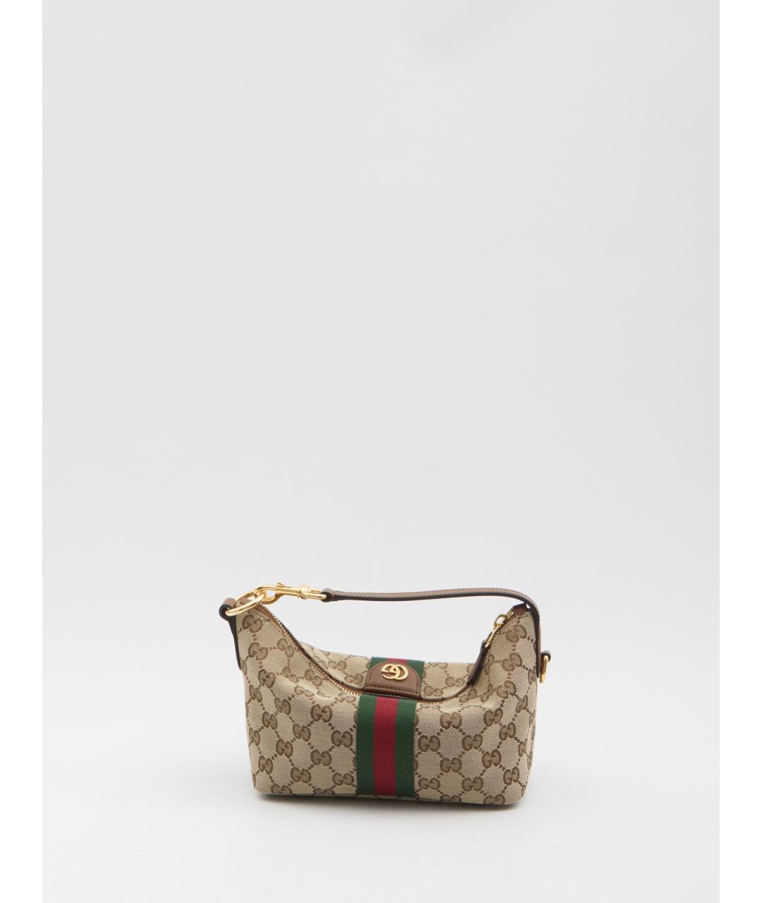 GUCCI Бежевая жаккардовая сумка через плечо, фото 2