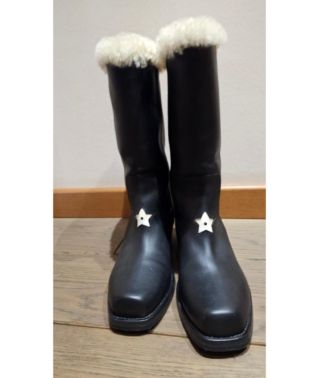 CHRISTIAN DIOR Черные кожаные сапоги, фото 3