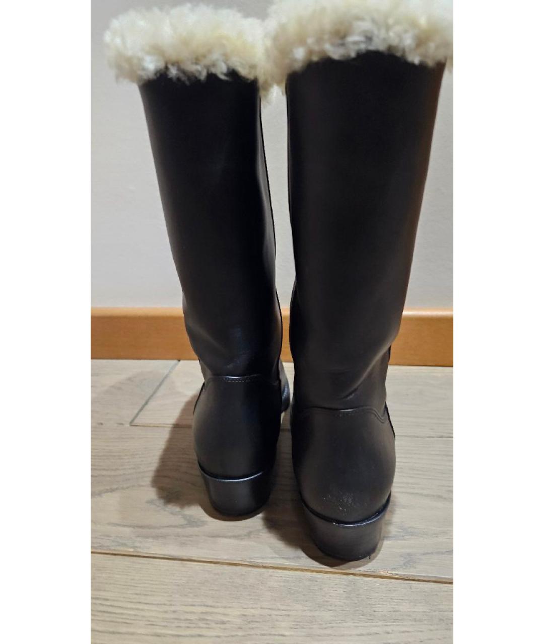 CHRISTIAN DIOR Черные кожаные сапоги, фото 4