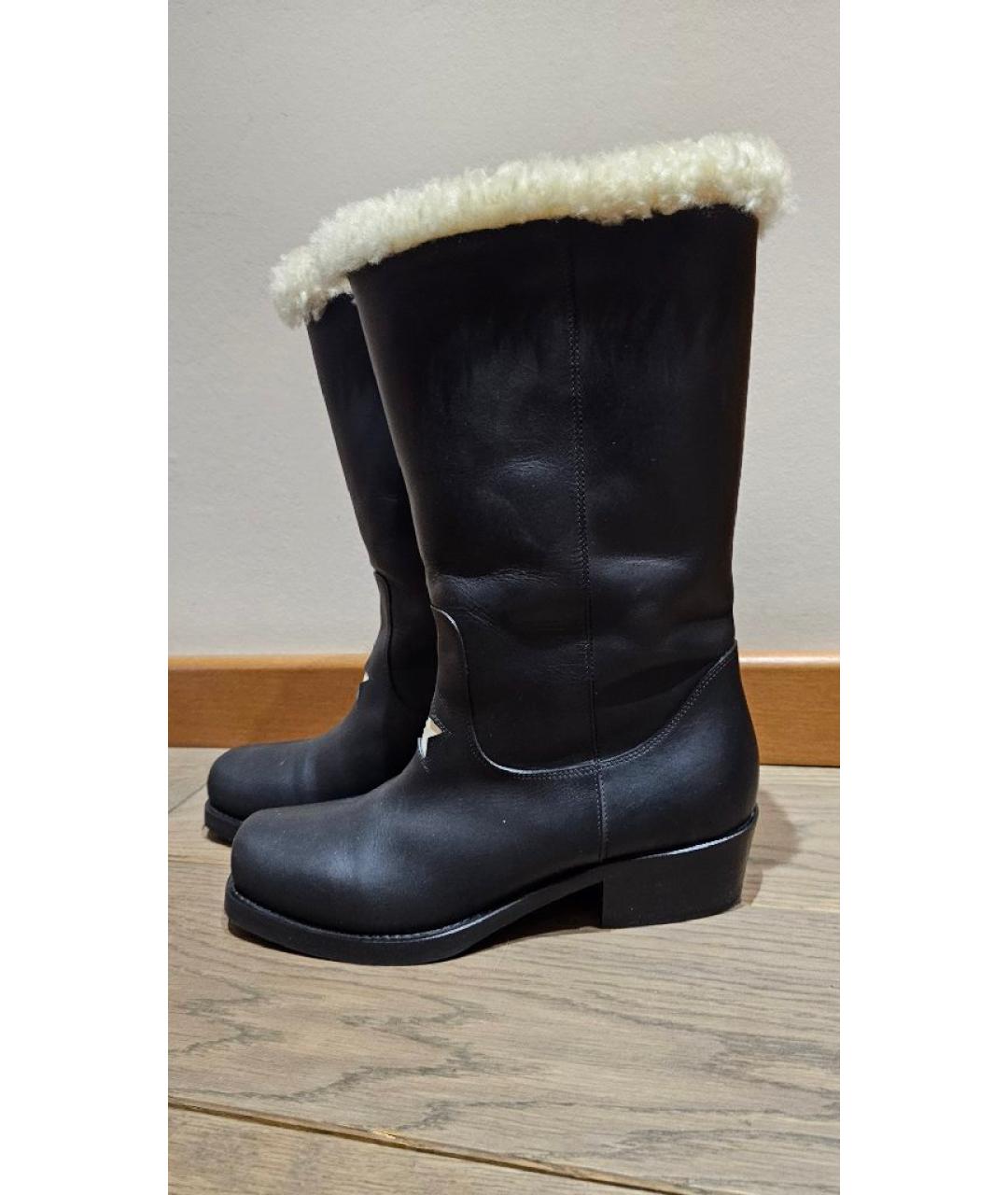 CHRISTIAN DIOR Черные кожаные сапоги, фото 5