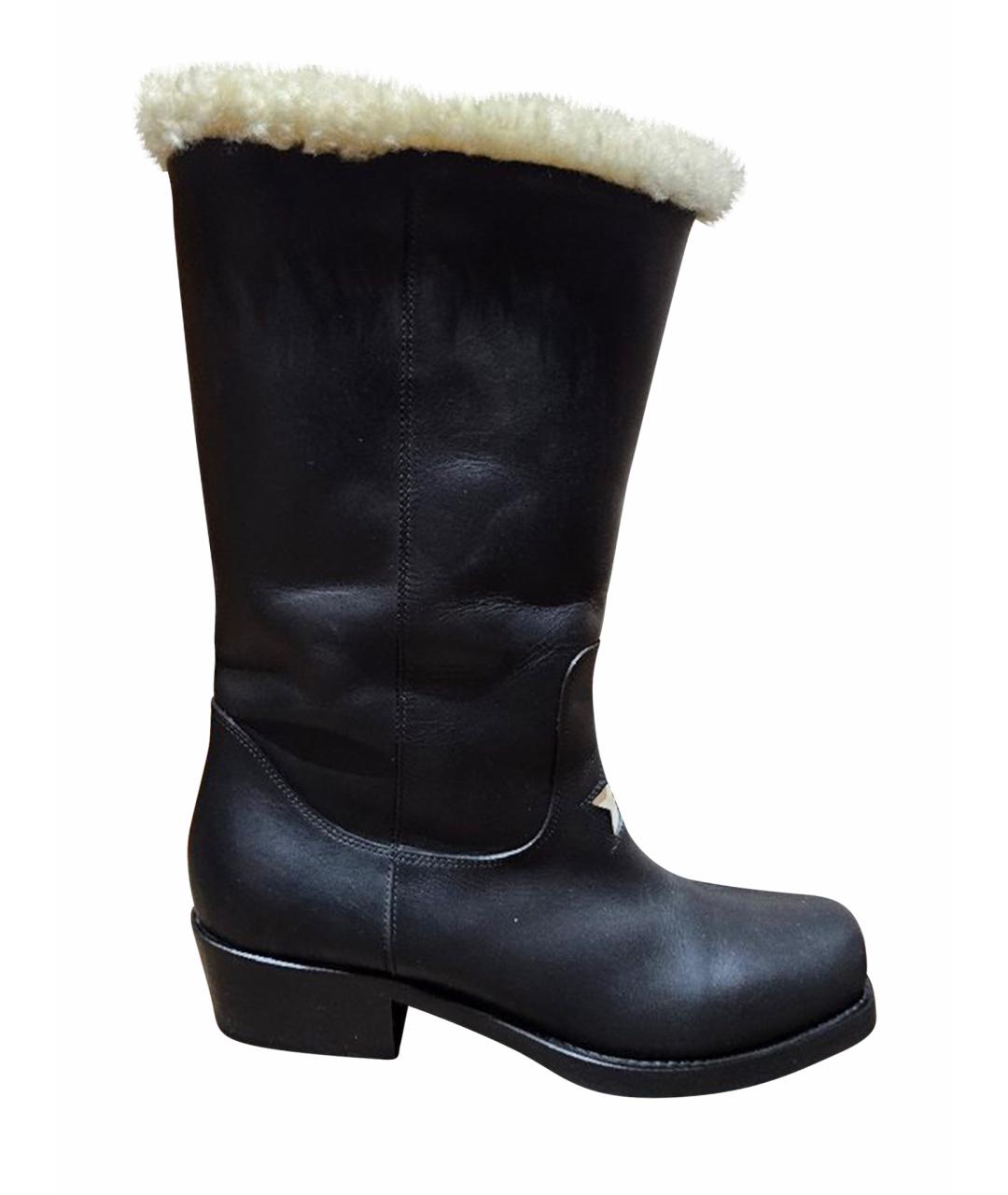 CHRISTIAN DIOR Черные кожаные сапоги, фото 1