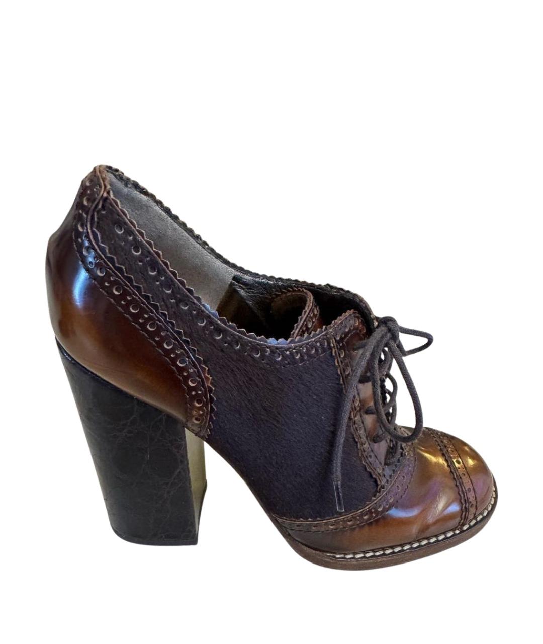 DOLCE&GABBANA Коричневые кожаные ботинки, фото 1