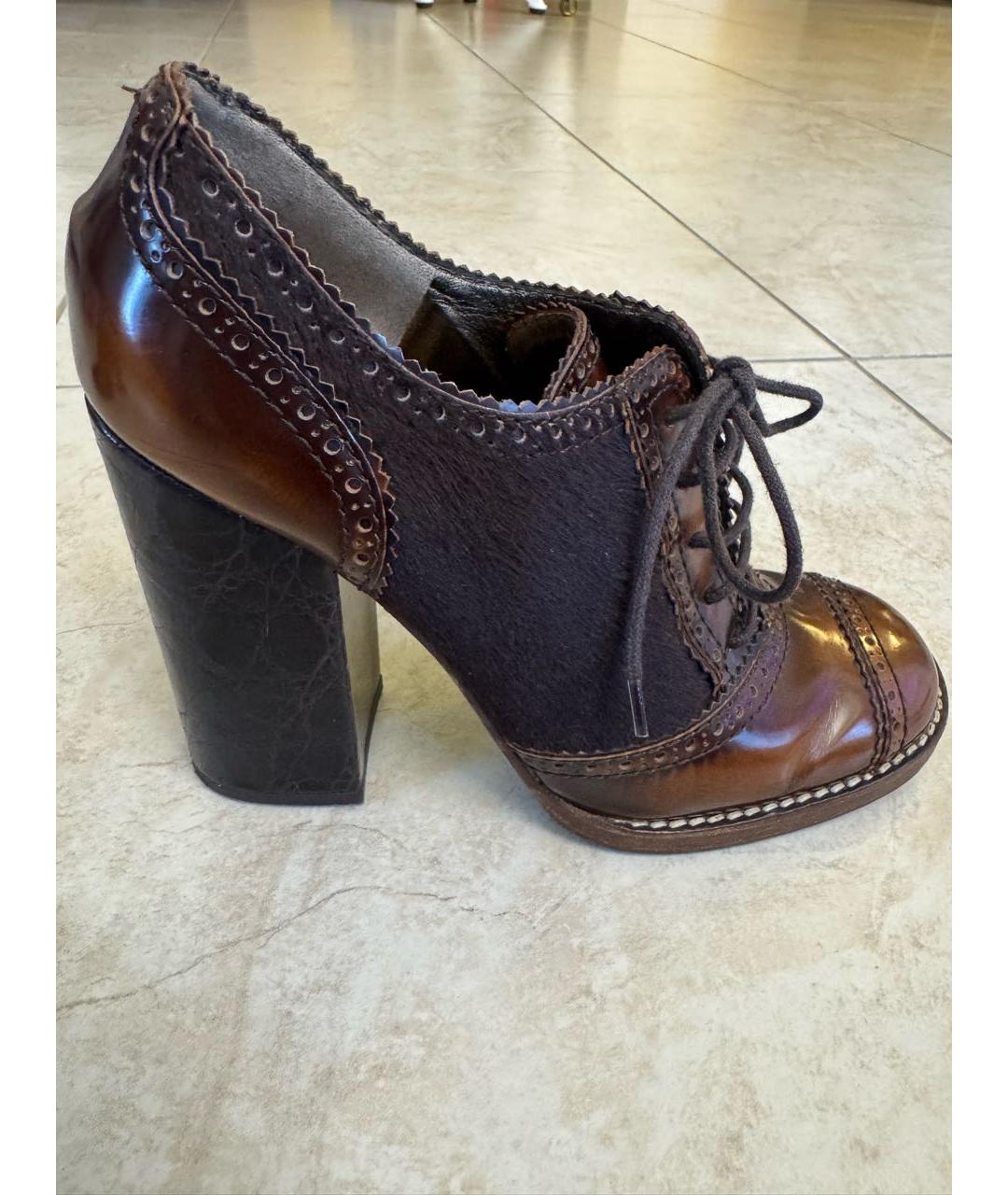 DOLCE&GABBANA Коричневые кожаные ботинки, фото 5