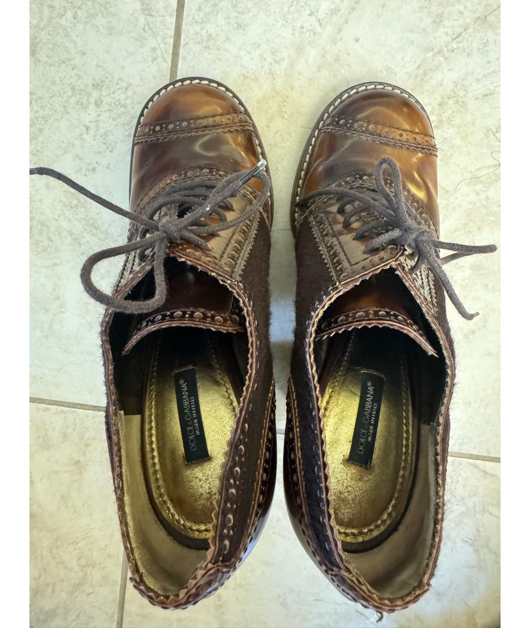 DOLCE&GABBANA Коричневые кожаные ботинки, фото 3