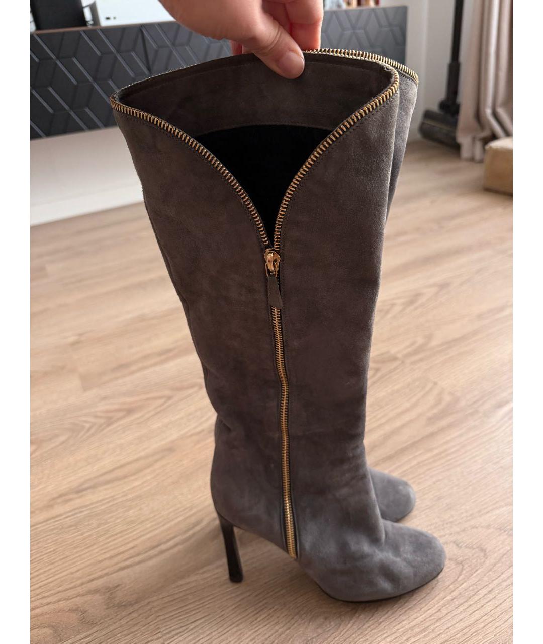 GIORGIO ARMANI Серые замшевые сапоги, фото 6