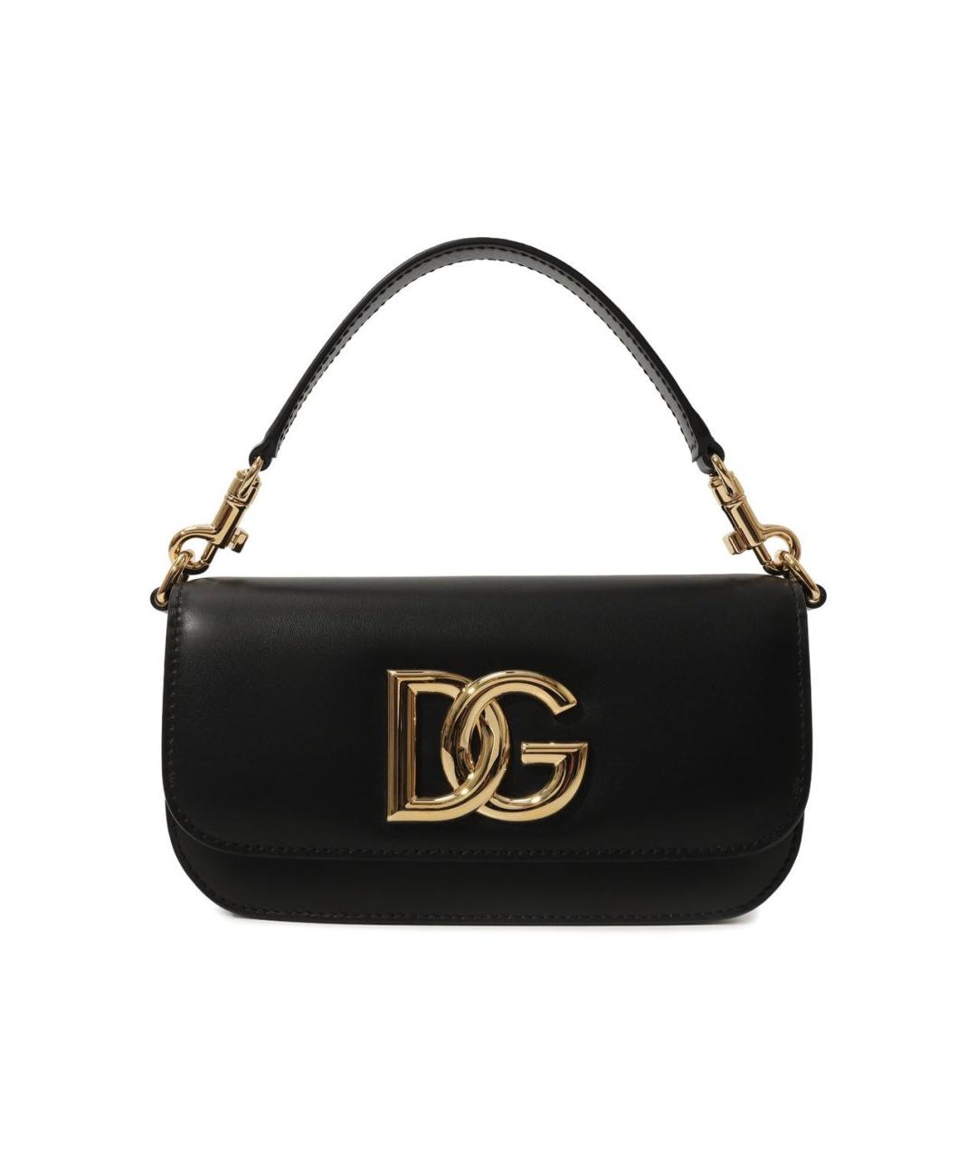 DOLCE&GABBANA Черная кожаная сумка с короткими ручками, фото 5