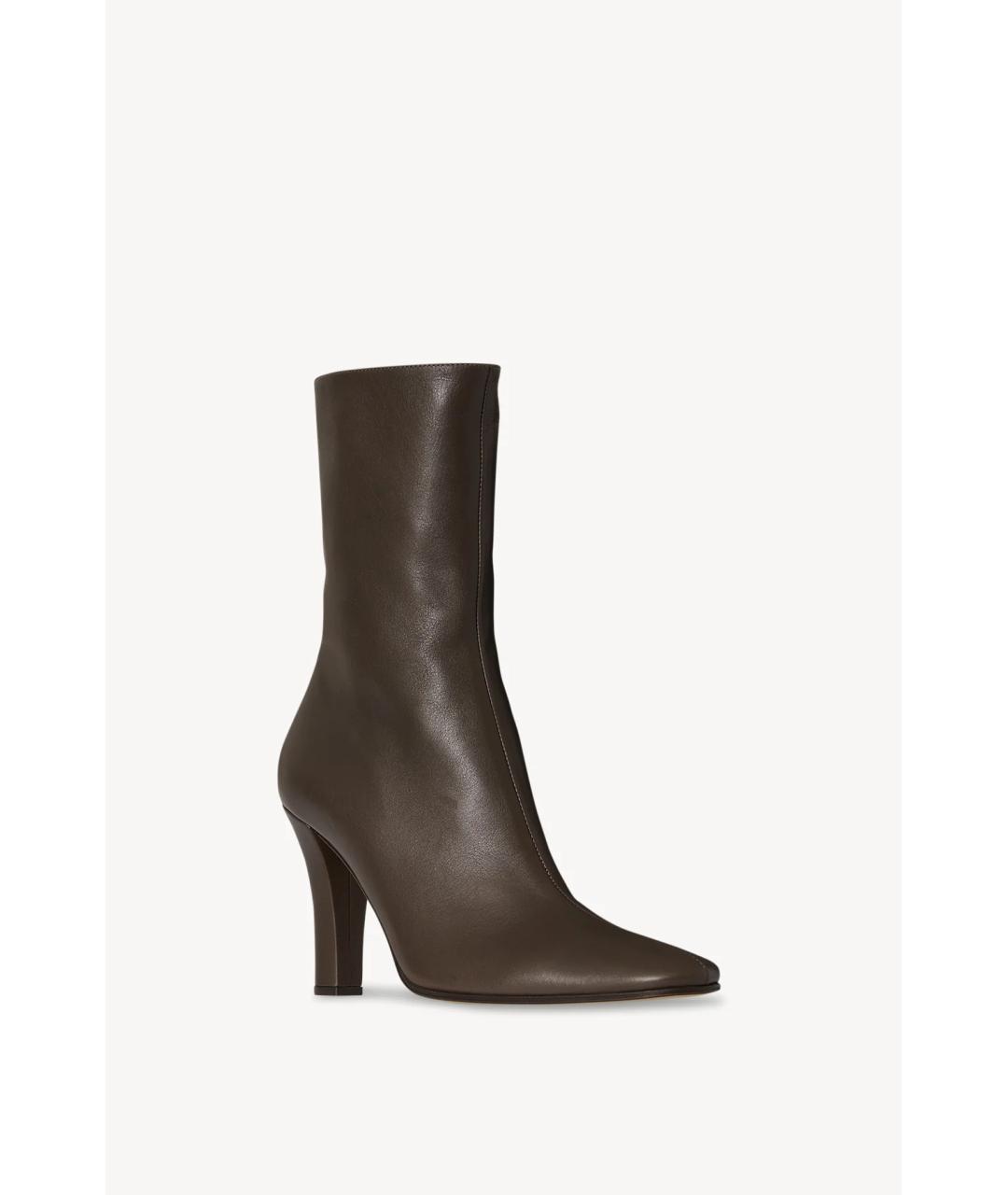 THE ROW Коричневые кожаные ботильоны, фото 2