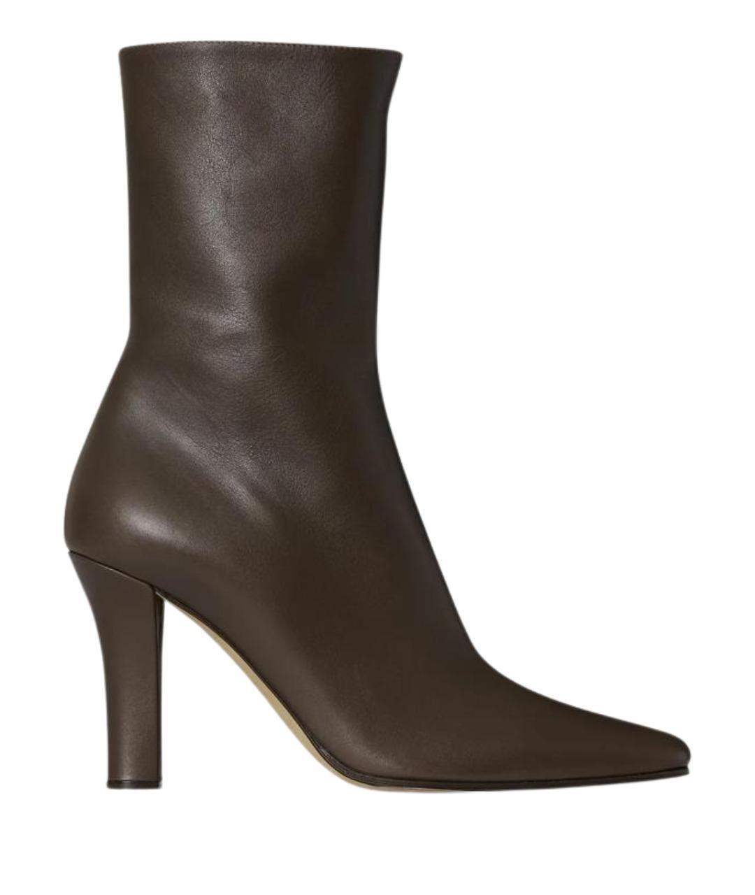 THE ROW Коричневые кожаные ботильоны, фото 1