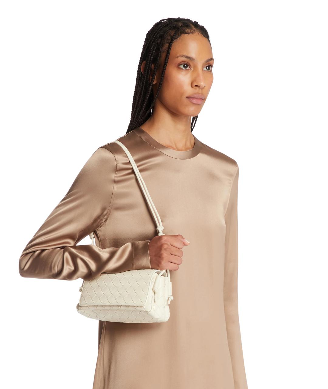 BOTTEGA VENETA Бежевая кожаная сумка через плечо, фото 2