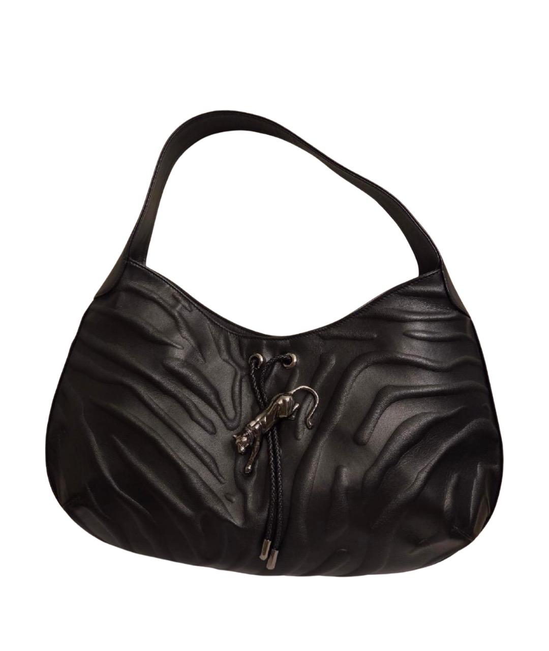 CARTIER Черная кожаная сумка с короткими ручками, фото 1