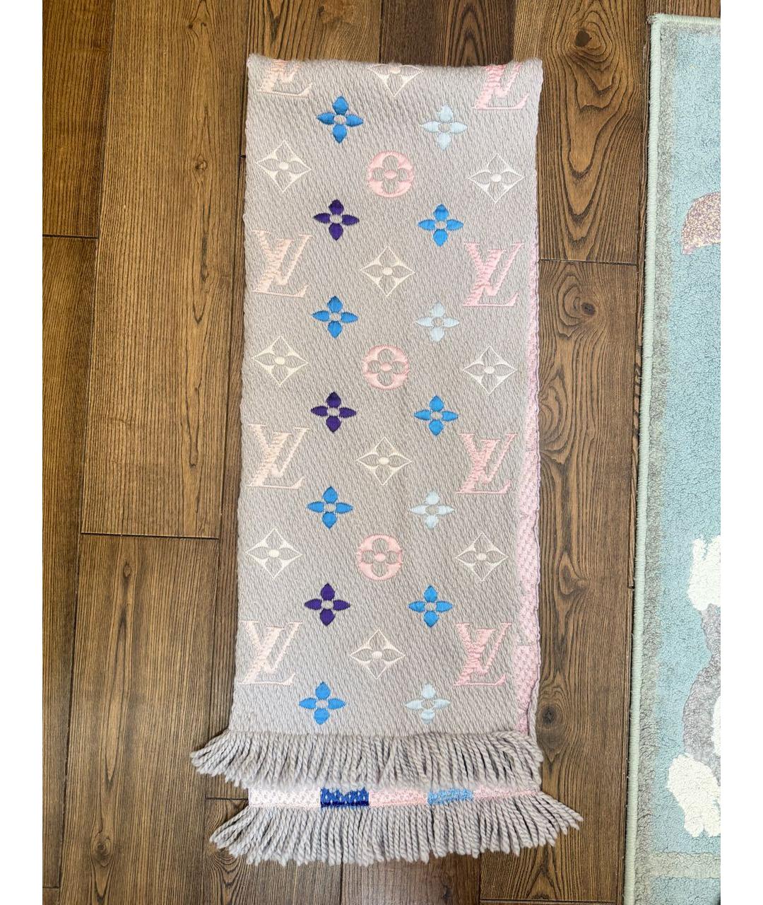 LOUIS VUITTON Розовый шерстяной шарф, фото 5