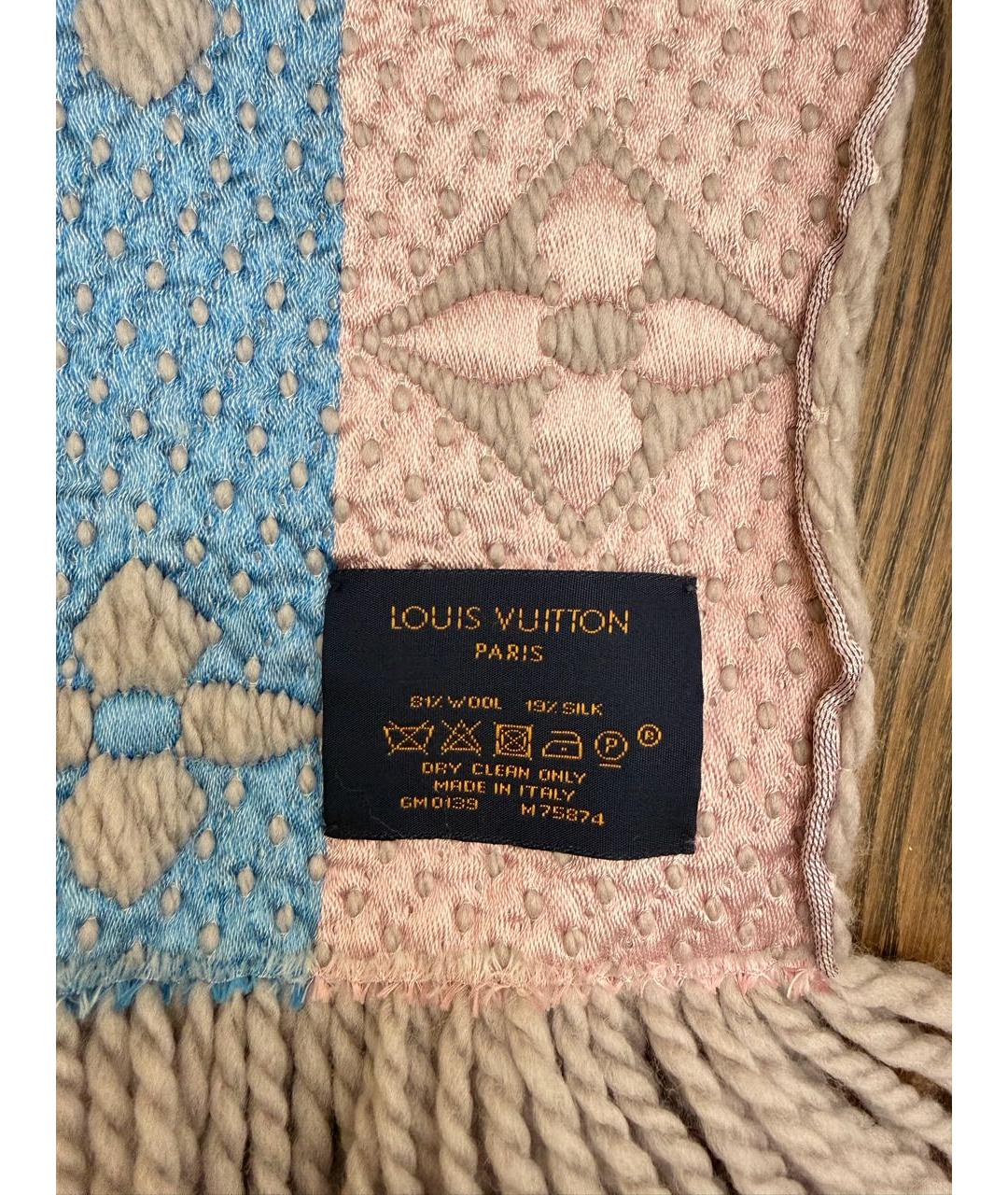 LOUIS VUITTON Розовый шерстяной шарф, фото 3