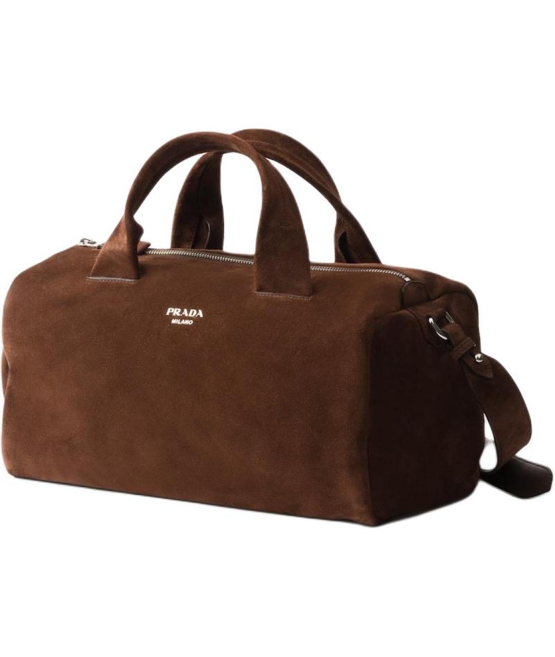 PRADA Коричневая кожаная дорожная/спортивная сумка, фото 2