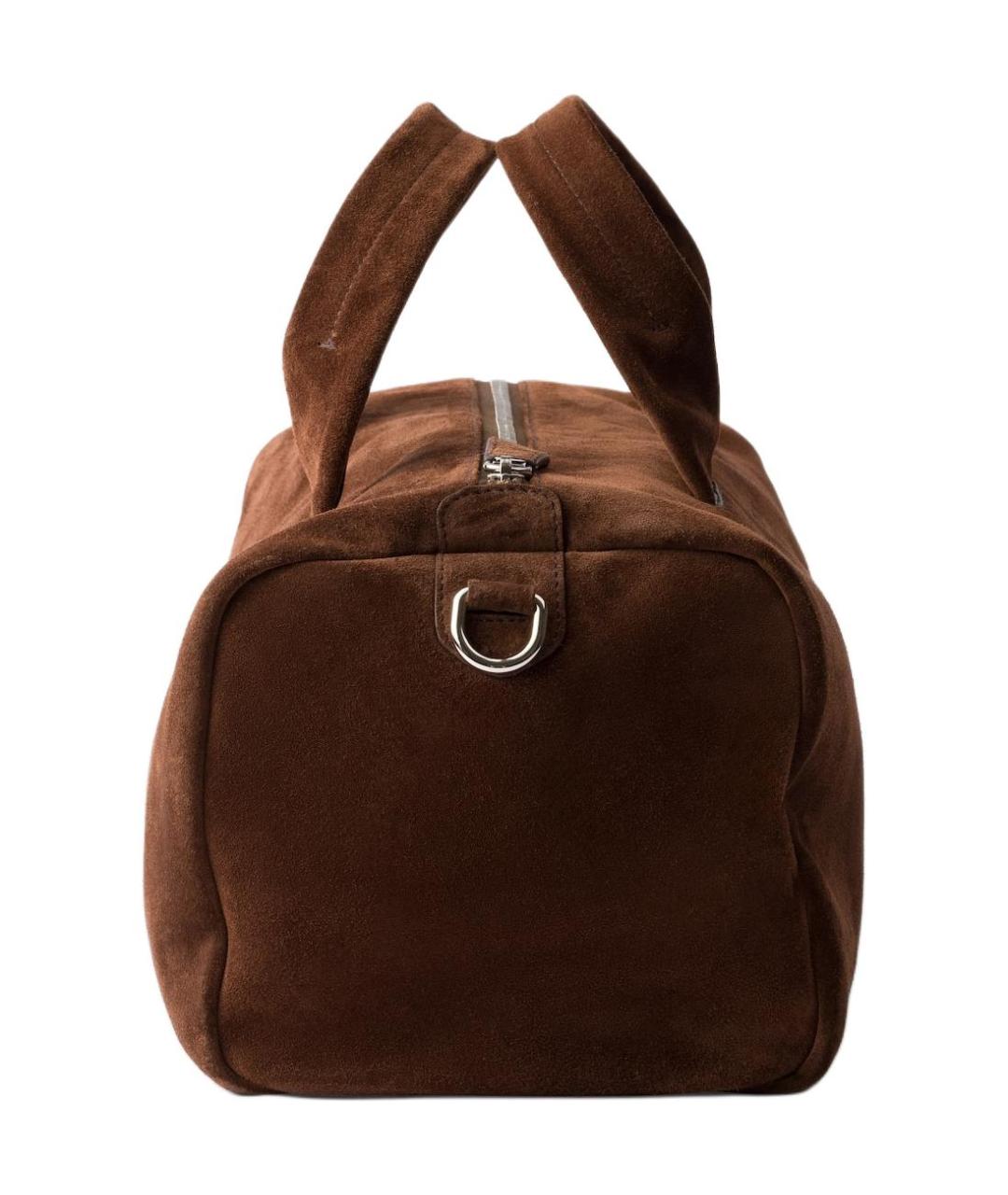 PRADA Коричневая кожаная дорожная/спортивная сумка, фото 4