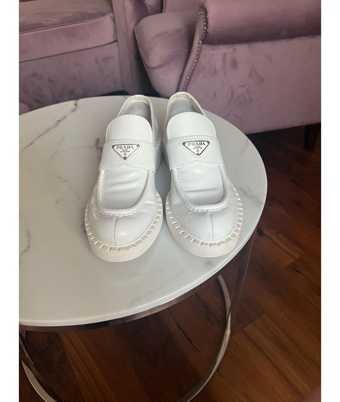PRADA Белые кожаные лоферы, фото 4