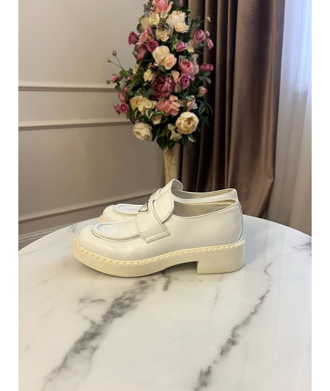 PRADA Белые кожаные лоферы, фото 8
