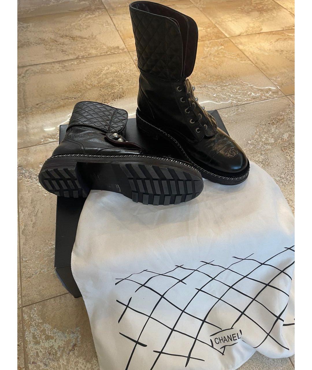 CHANEL Черные кожаные ботинки, фото 4