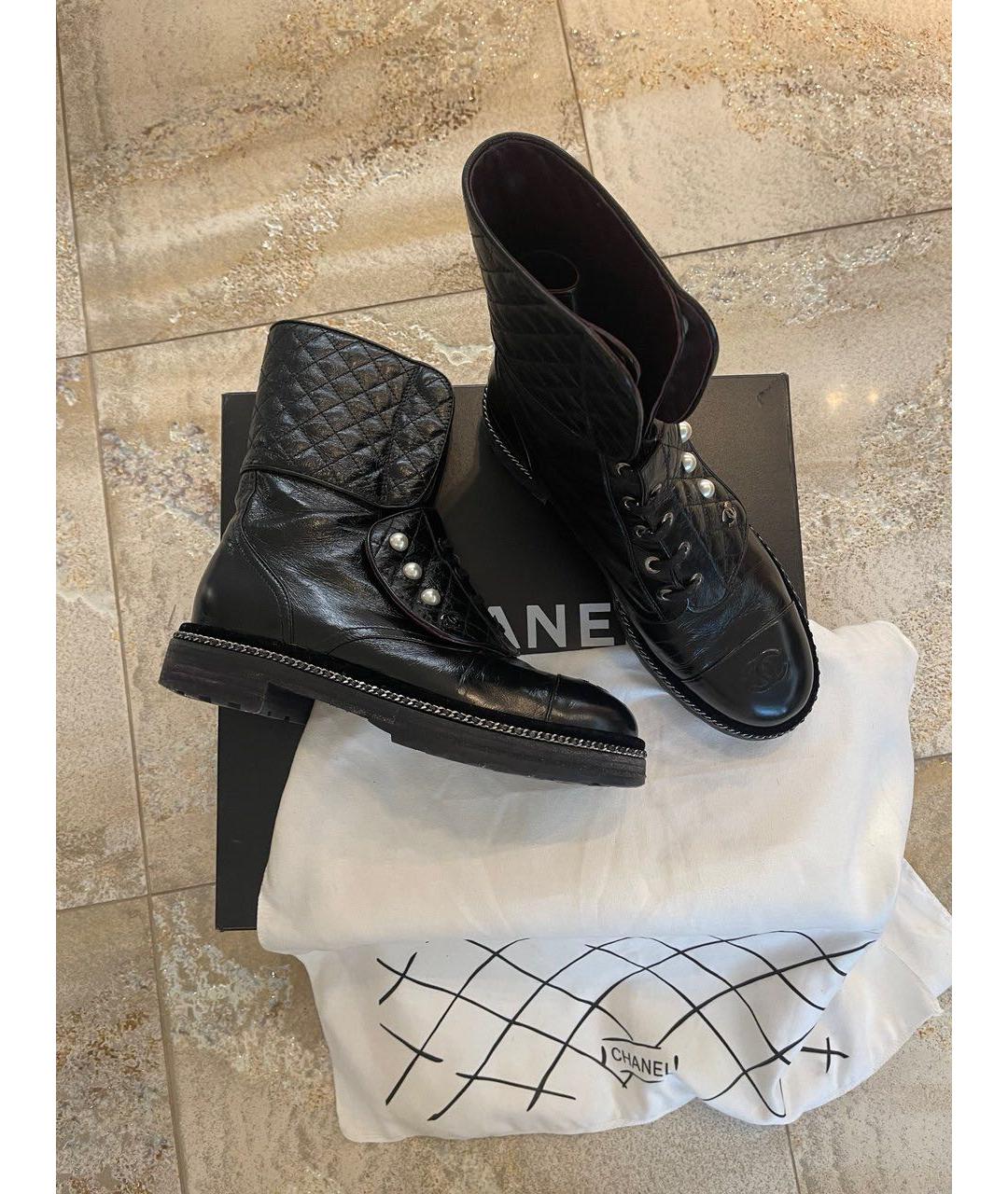 CHANEL Черные кожаные ботинки, фото 5