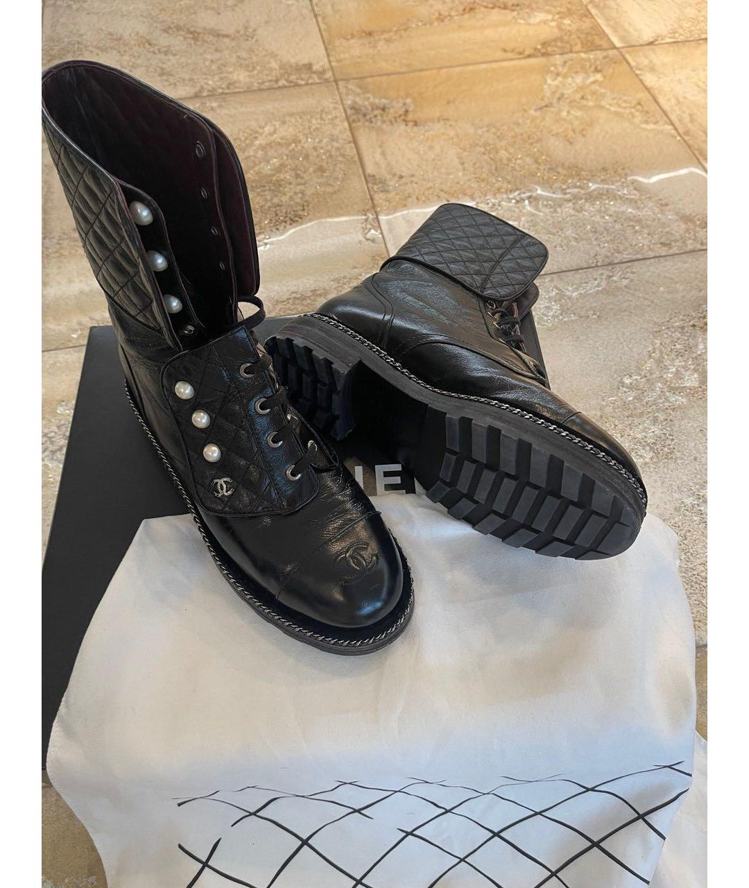 CHANEL Черные кожаные ботинки, фото 3