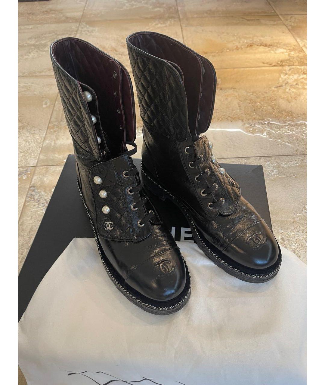 CHANEL Черные кожаные ботинки, фото 2