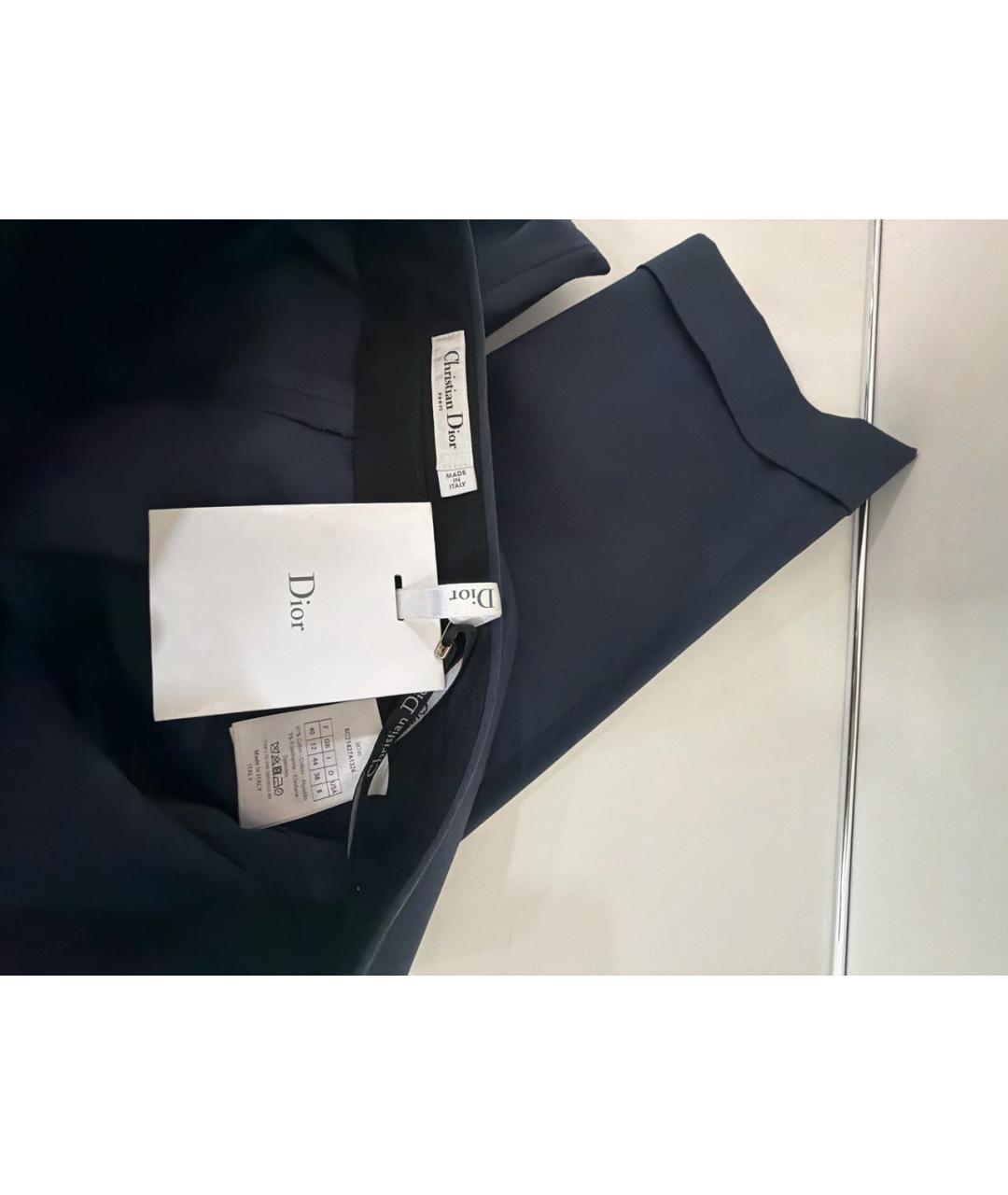 CHRISTIAN DIOR Темно-синие хлопковые прямые брюки, фото 3