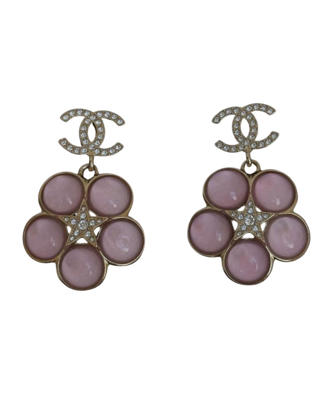 CHANEL Розовые металлические серьги, фото 1