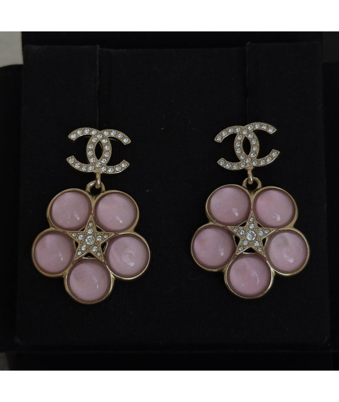 CHANEL Розовые металлические серьги, фото 6
