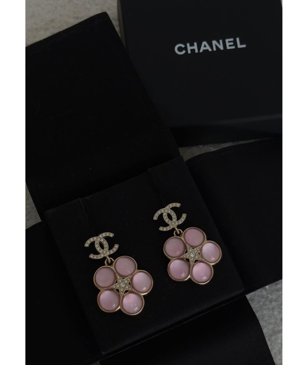 CHANEL Розовые металлические серьги, фото 5
