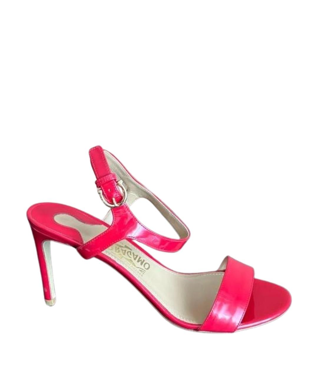 FERRAGAMO Красные кожаные босоножки, фото 1