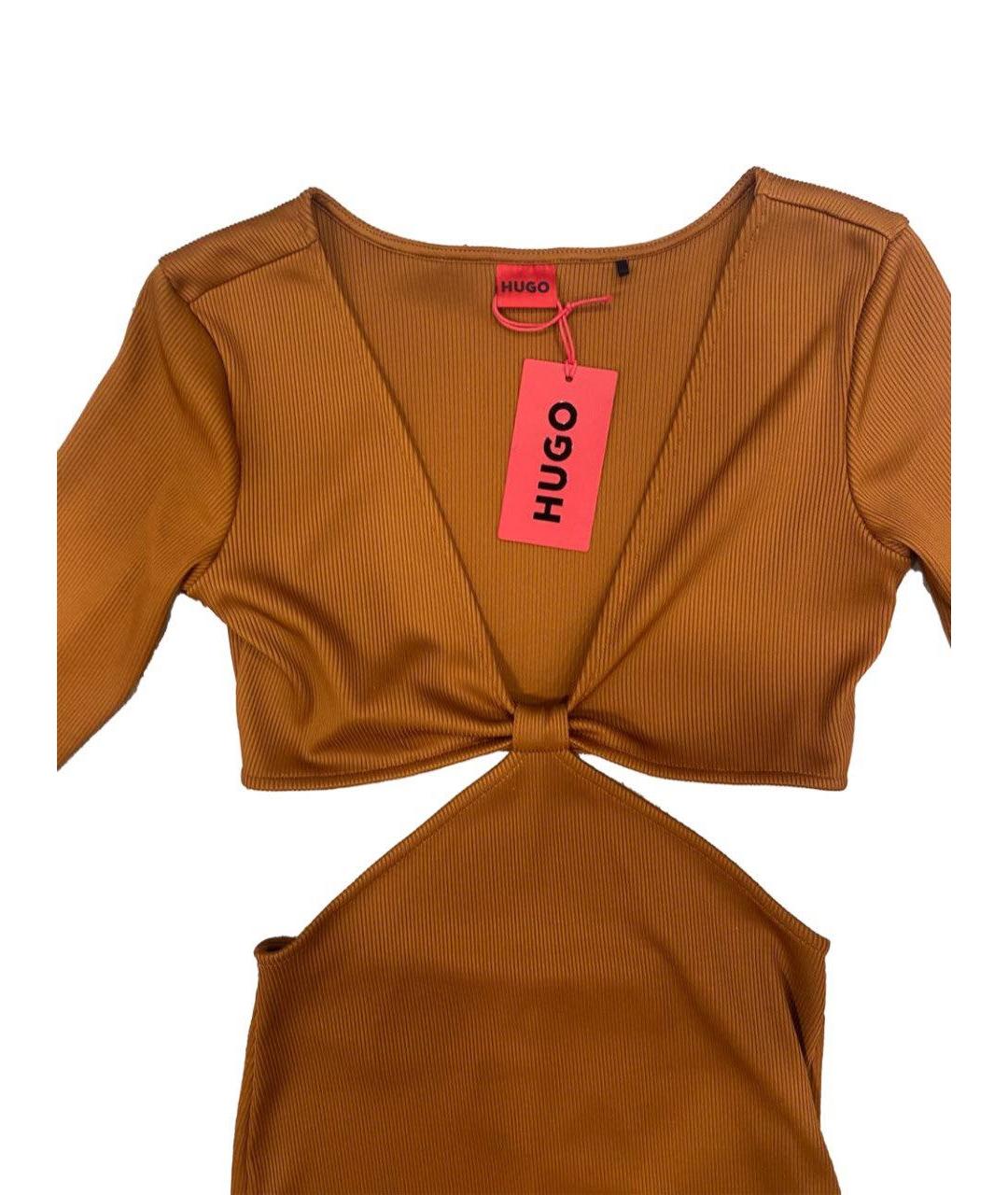 HUGO BOSS Оранжевое полиэстеровое вечернее платье, фото 3