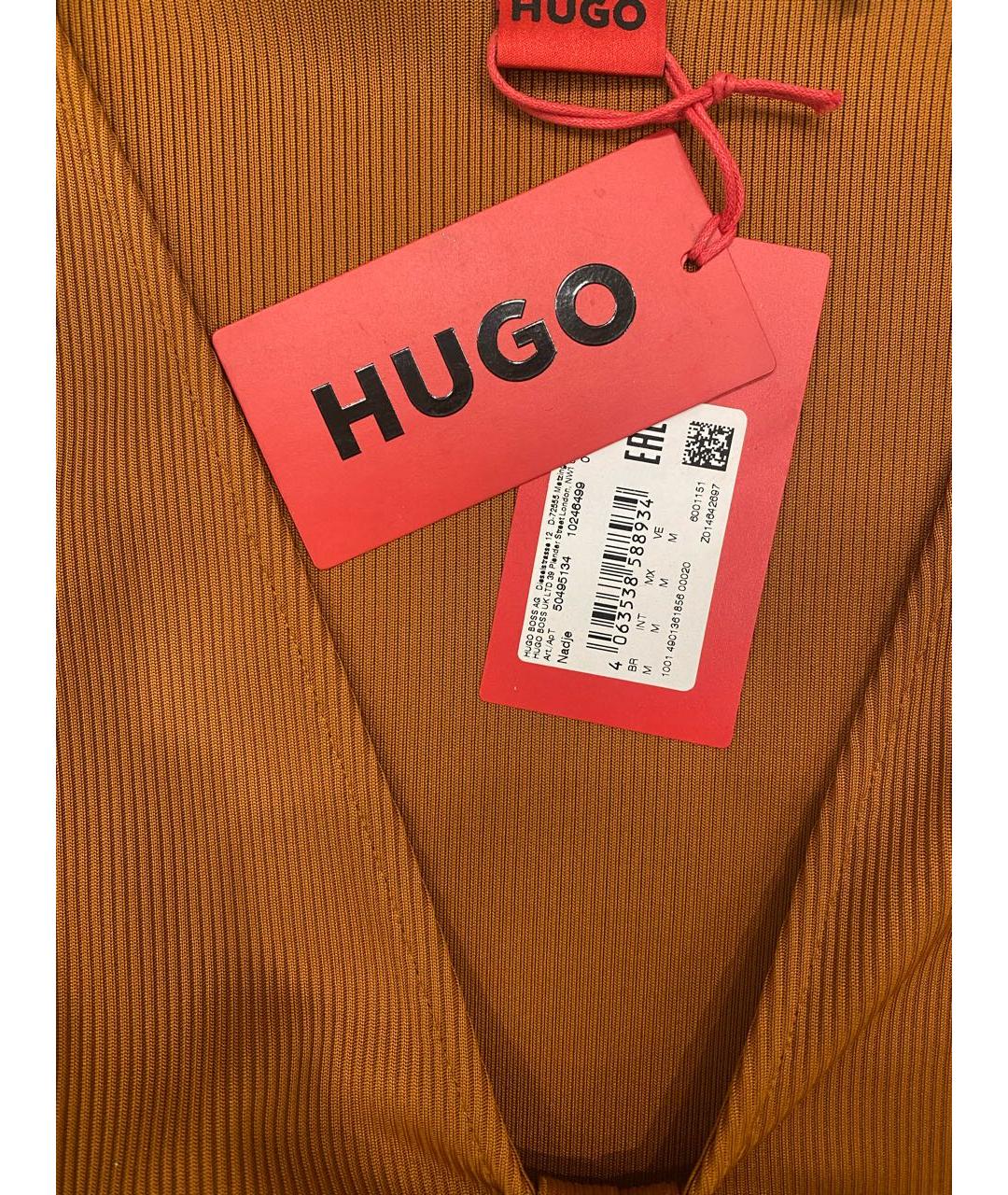 HUGO BOSS Оранжевое полиэстеровое вечернее платье, фото 4