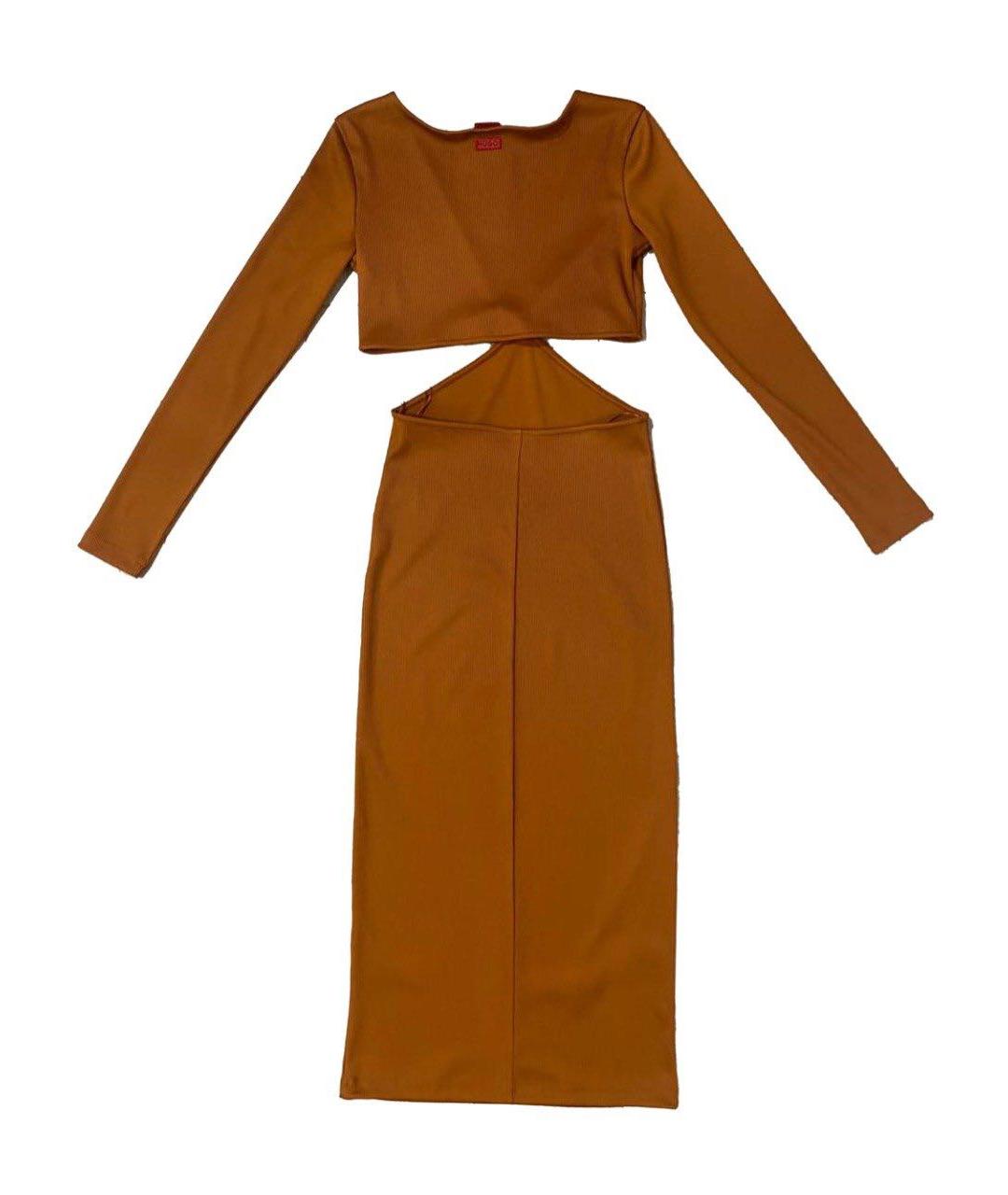 HUGO BOSS Оранжевое полиэстеровое вечернее платье, фото 2