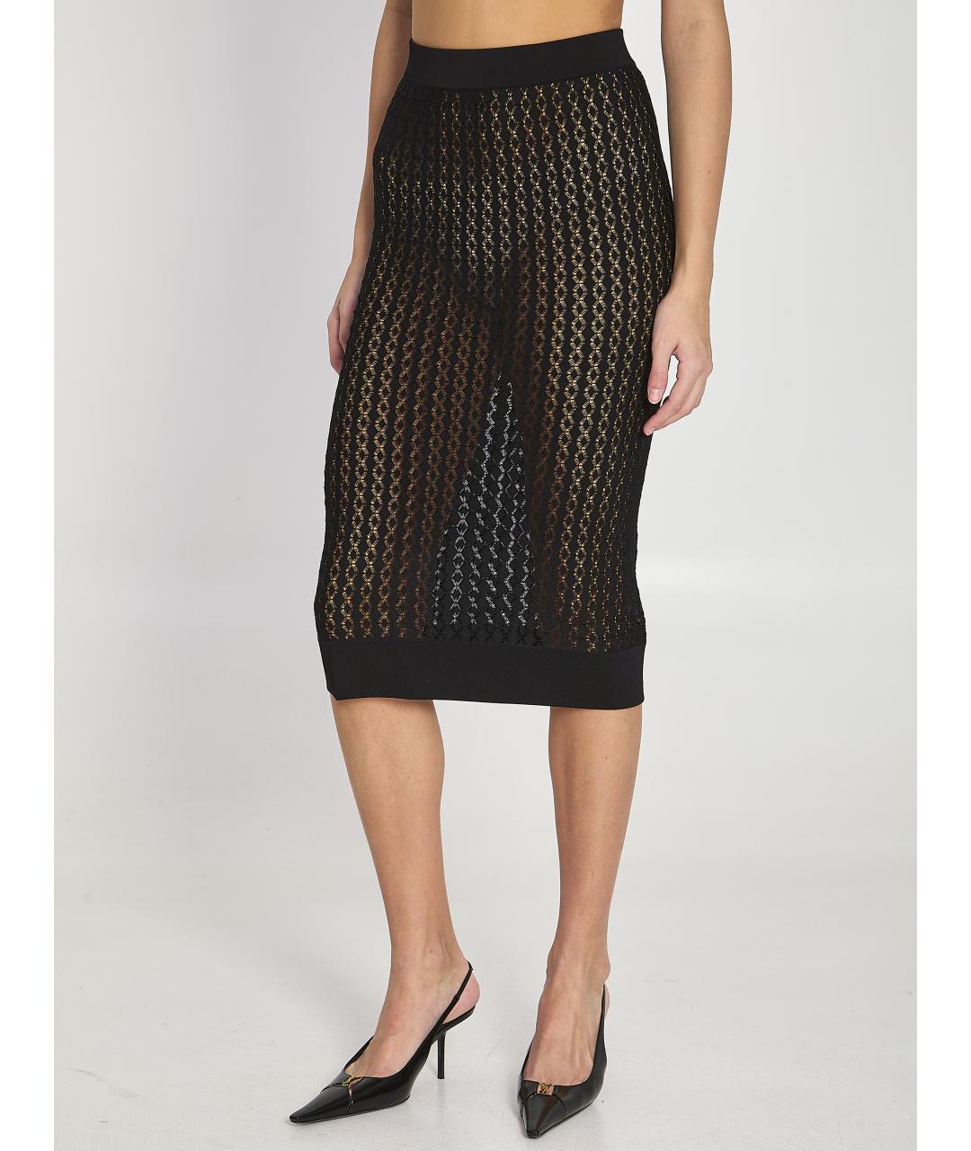 SAINT LAURENT Черная вискозная юбка миди, фото 3